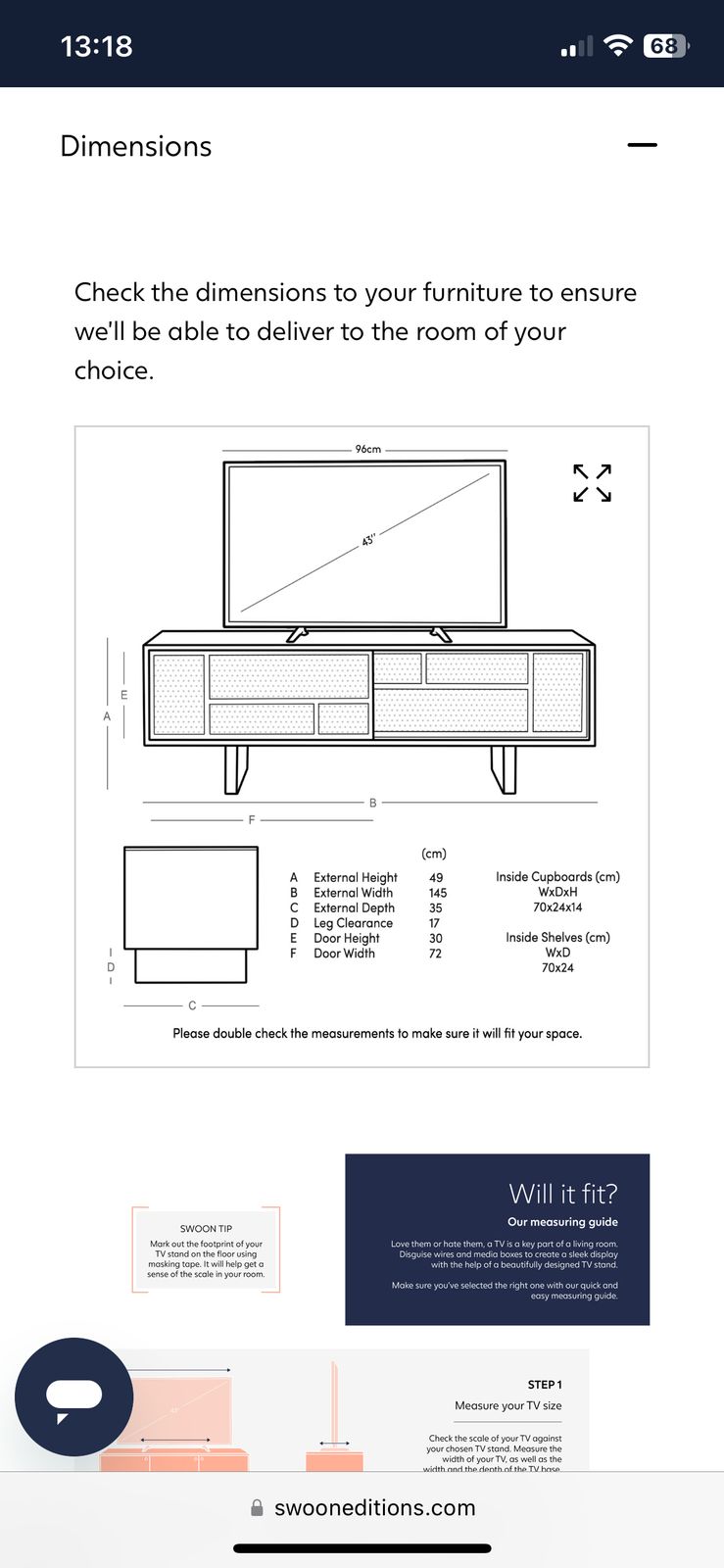 Swoon Brand Tv Stand, Dark Brown Acacia & Natural Rattan photo for sale