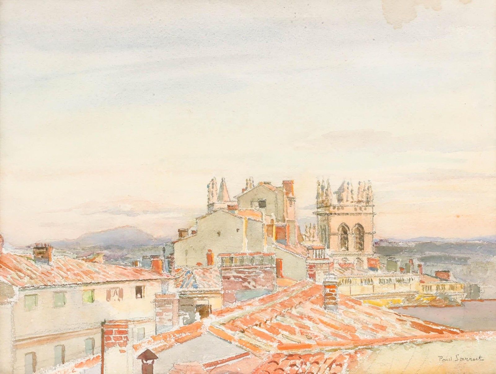 Paul Sarrut 20th Century Oil, The Cathedral At Montpellier photo furniture