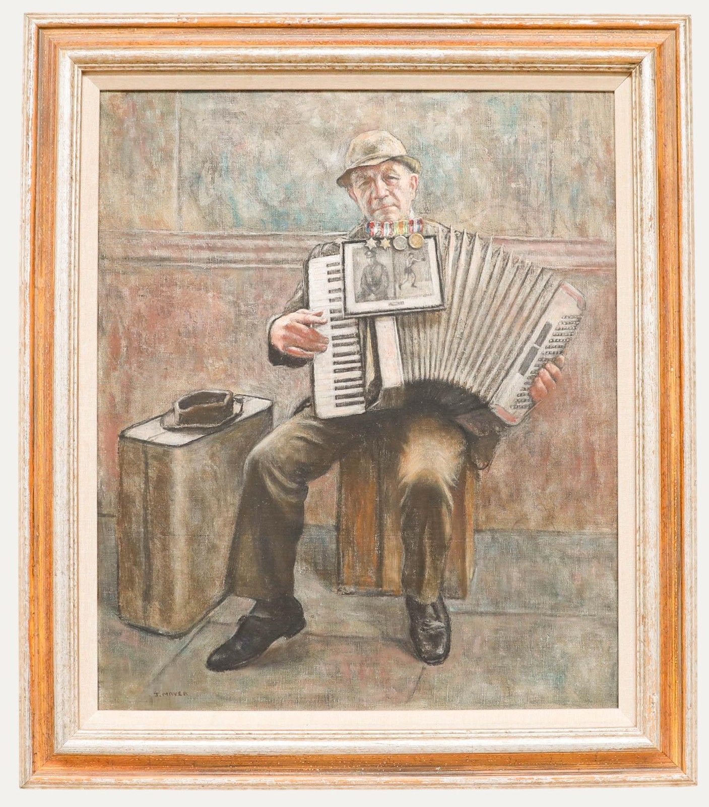 Peter J. Maver  Framed 20th Century Oil, London Busker