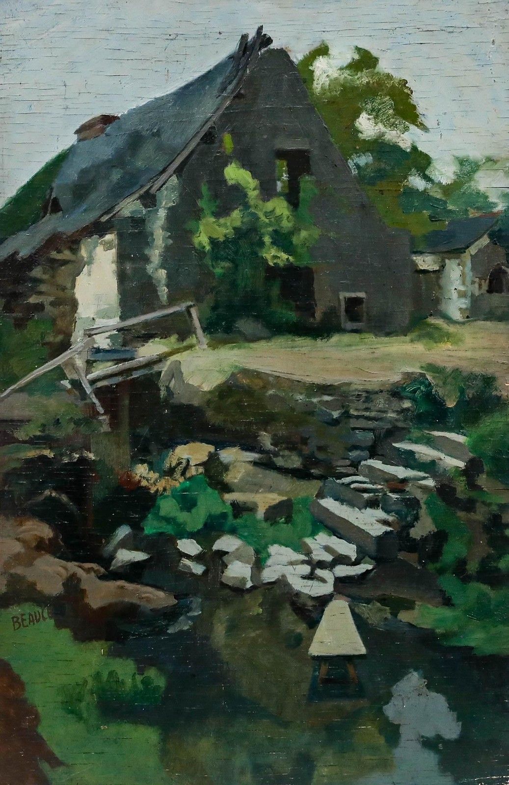Andre Beauce (1911 1974) 1934 Oil, View Of A Farm photo furniture