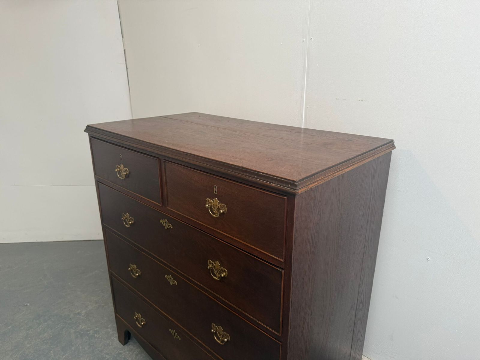 A Superb 5 Drawer Georgian Oak Narrow Splayed Foot Chest Of Drawers photo buy