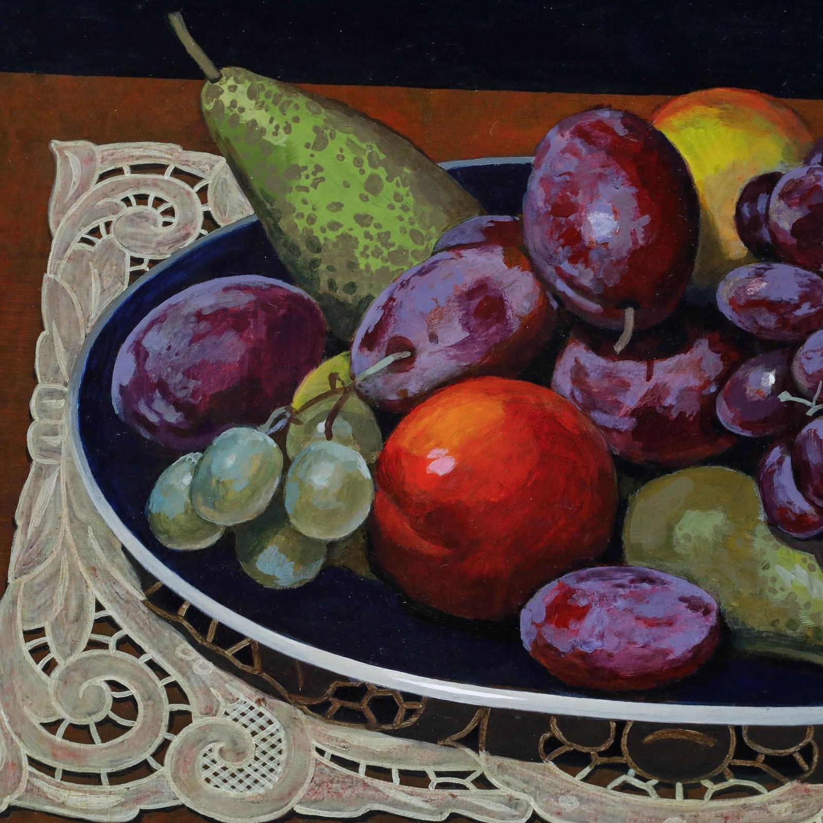 Len Gray 1993 Oil, Still Life Of A Fruit Bowl photo buy