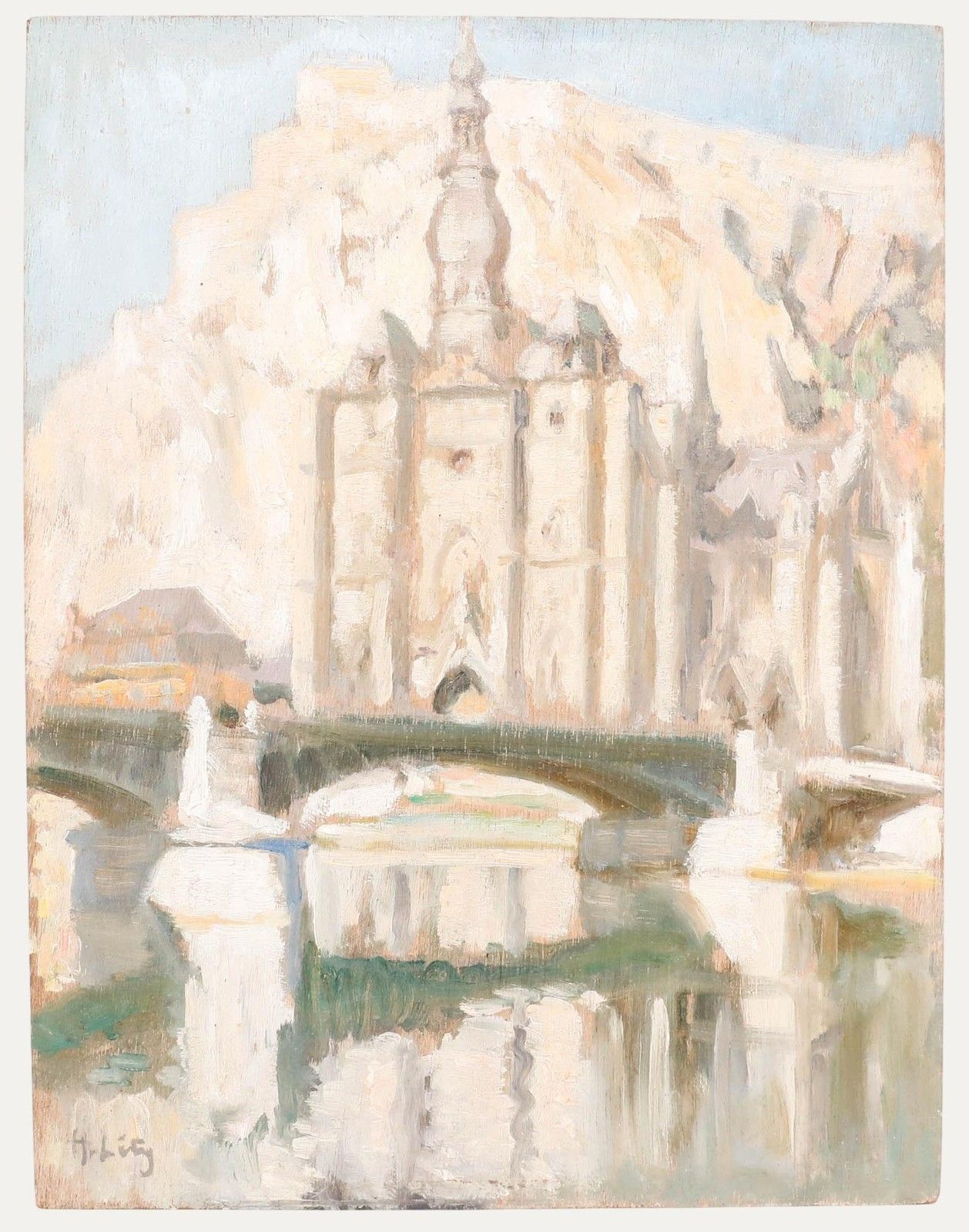 Hippolyte Lety (1878 1959) 1932 Oil, La Collégiale Notre Dame De Dinant