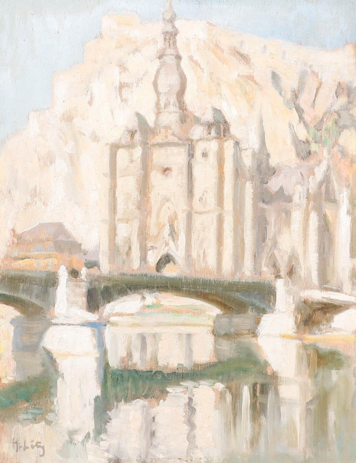 Hippolyte Lety (1878 1959) 1932 Oil, La Collégiale Notre Dame De Dinant photo furniture