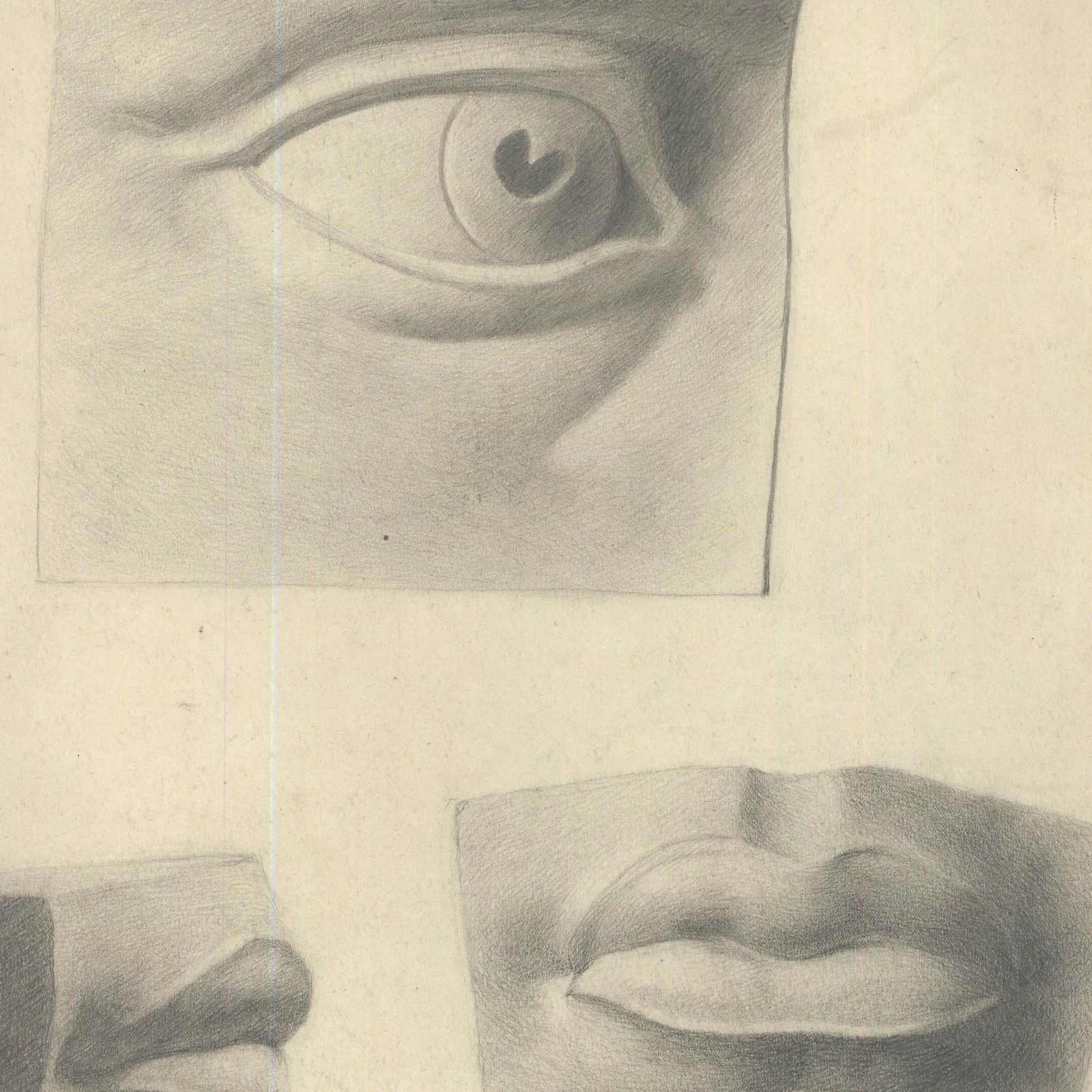 William Henry Ladd 1910 Graphite Drawing, Details From The Statue Of David photo for sale