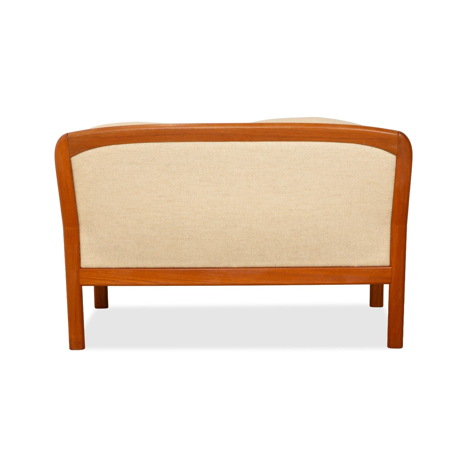 photo furniture Canapé 2 places Dyrlund en bois et tissu, brun beige, mid-century