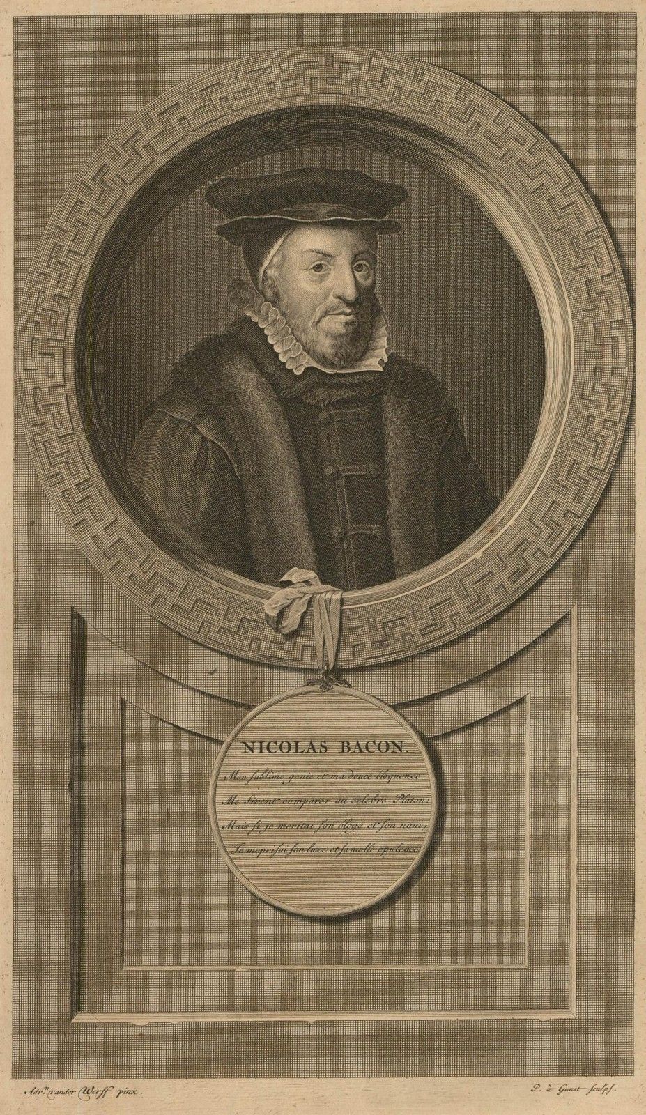 After Adriaen Van Der Werff (1659 1722) 17th Century Engraving, Nicolas Bacon photo furniture