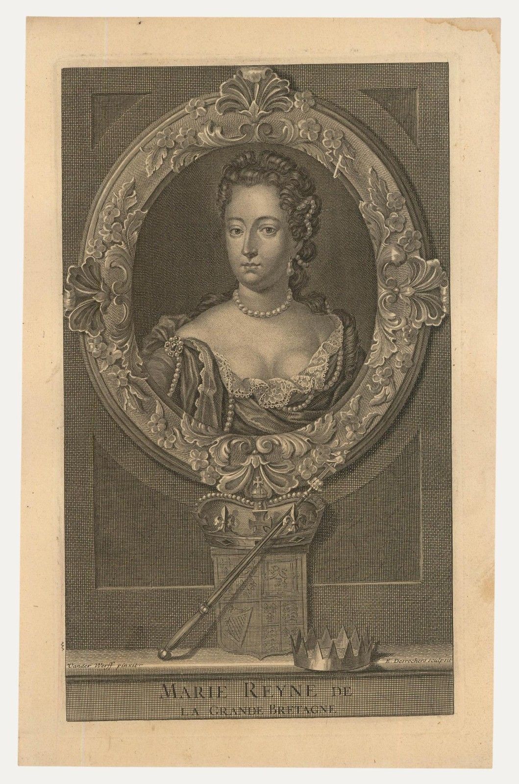 After Adriaen Van Der Werff (1659 1722) 17th Century Engraving, Mary II