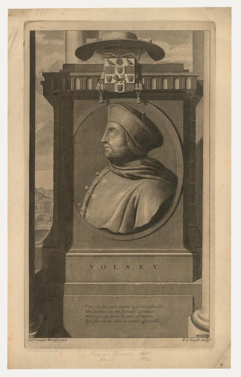 After Adriaen Van Der Werff (1659 1722) 17th Century Engraving, Thomas Wolsey