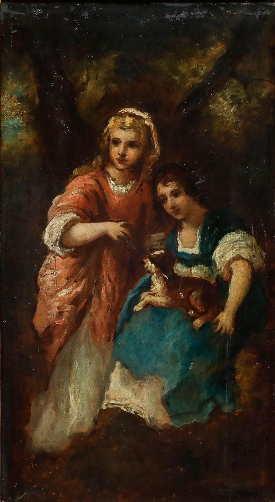 French School  C.1900 Oil The Sisters photo furniture