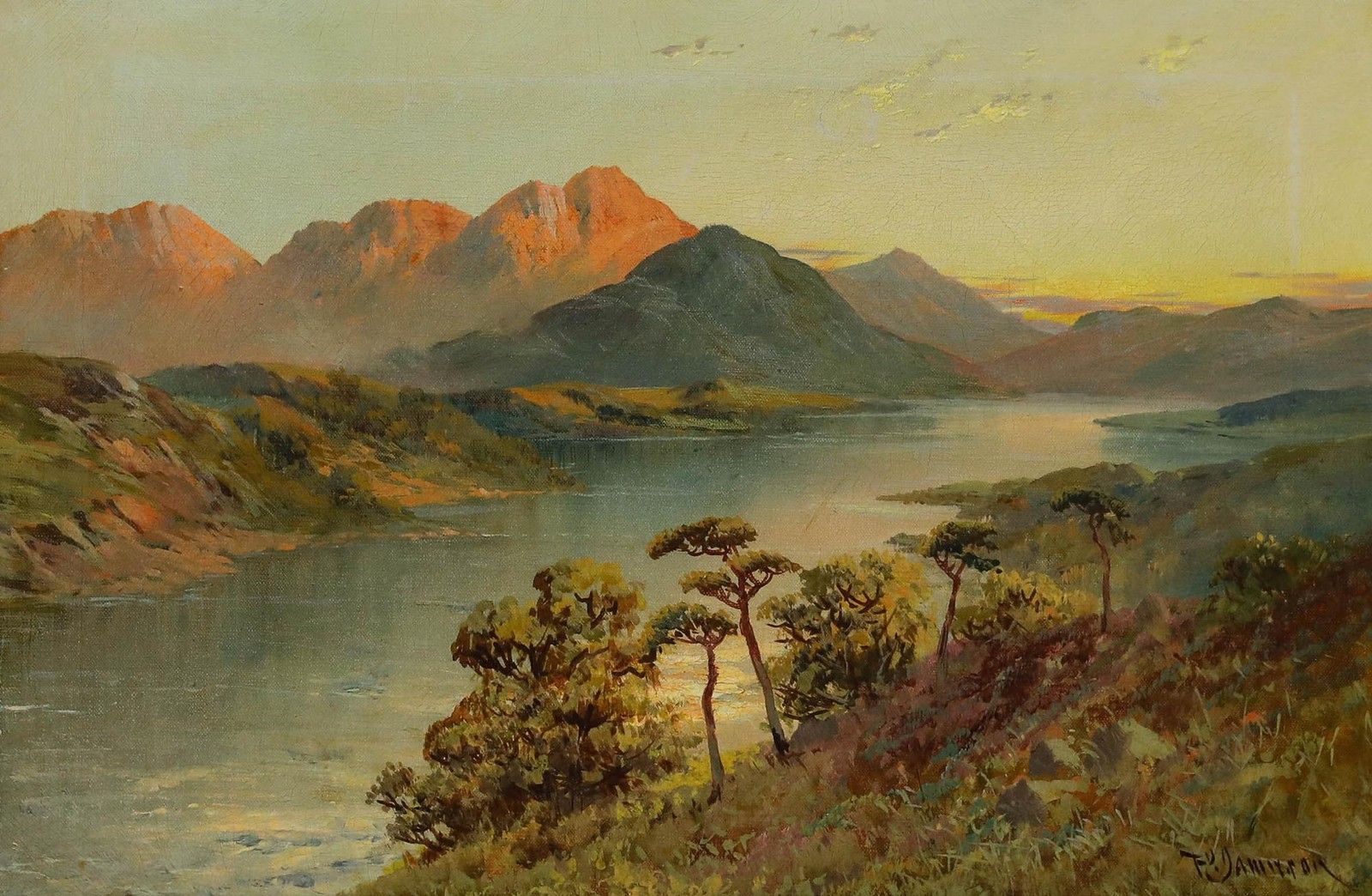 Francis E. Jamieson (1895 1950) Framed Oil, Sunset On Loch Lomond photo furniture