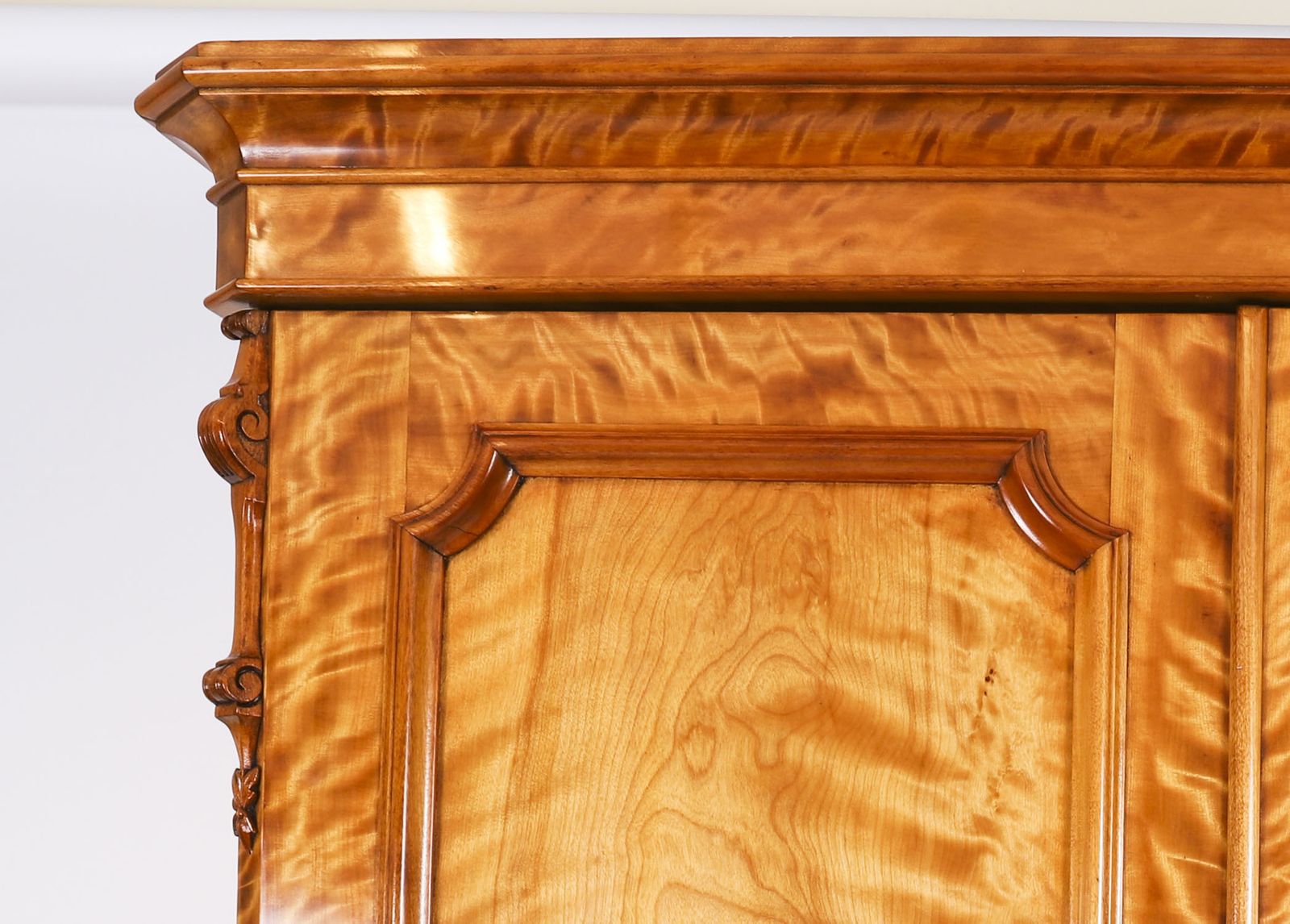 Antique English Flame Satinwood Wardrobe 19th Century photo Furniture