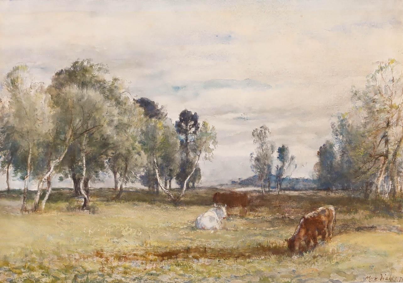 William Mark Fisher Ra (1841 1923) 1876 Watercolour, Cattle In Rural Scene photo furniture