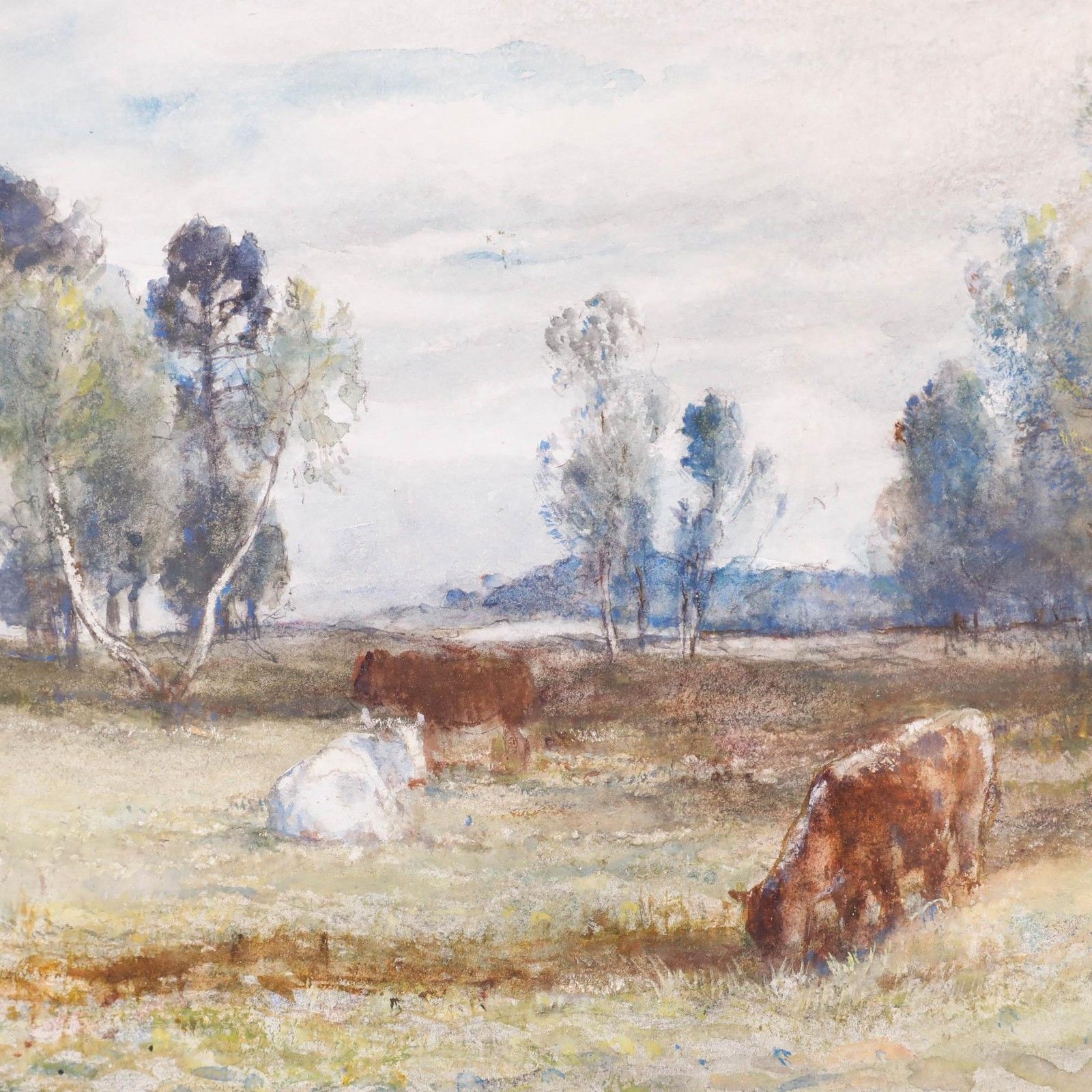 William Mark Fisher Ra (1841 1923) 1876 Watercolour, Cattle In Rural Scene photo Art