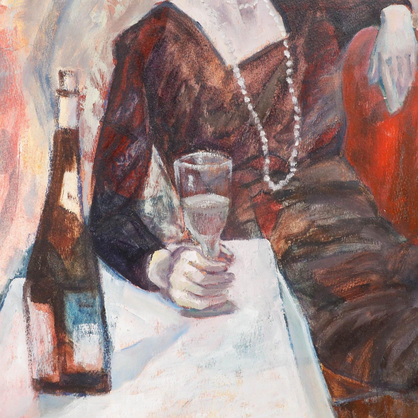 Framed 20th Century Oil Lady Of Leisure photo Art