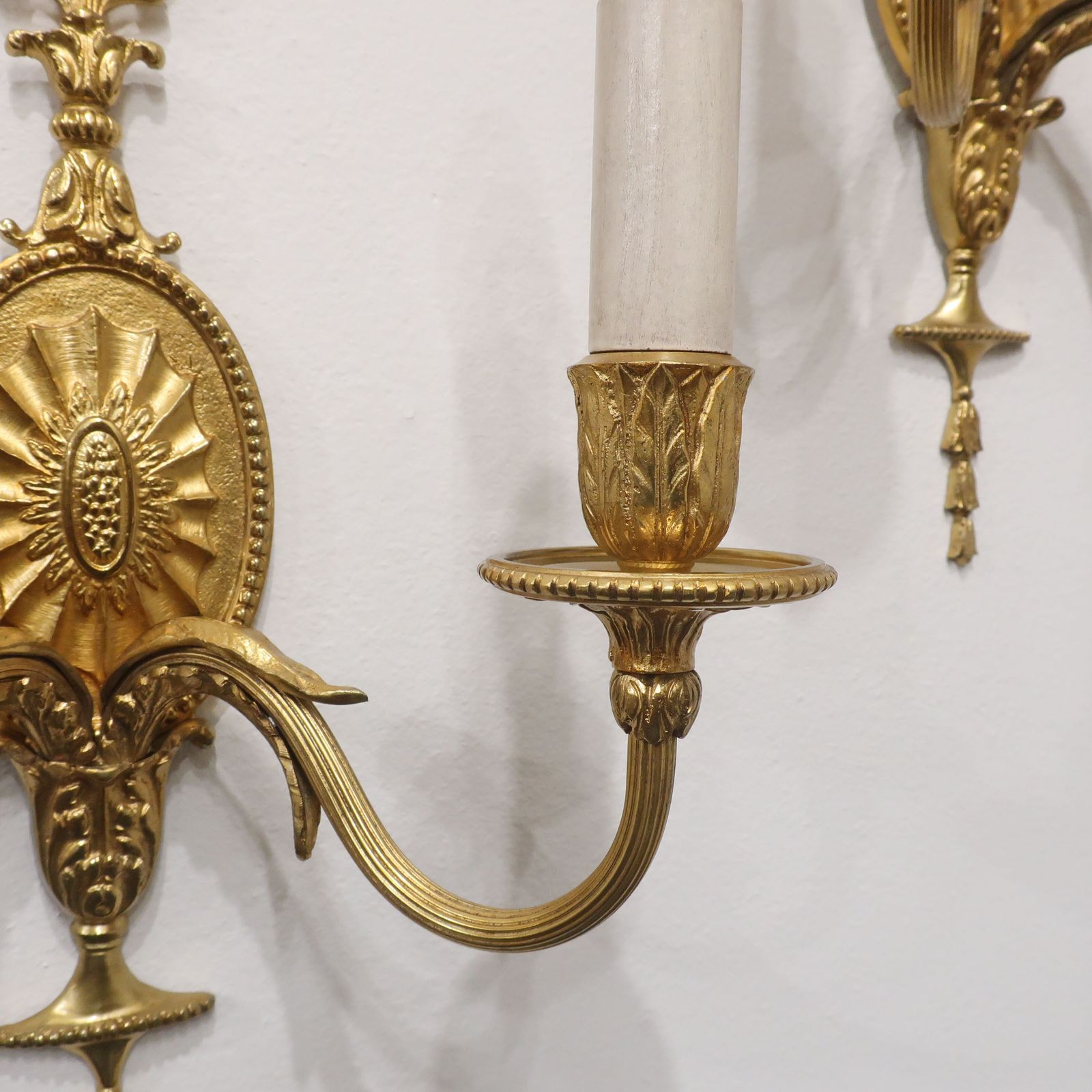 Pair Of Adam Style Gilt Bronze Wall Lights photo 985.0