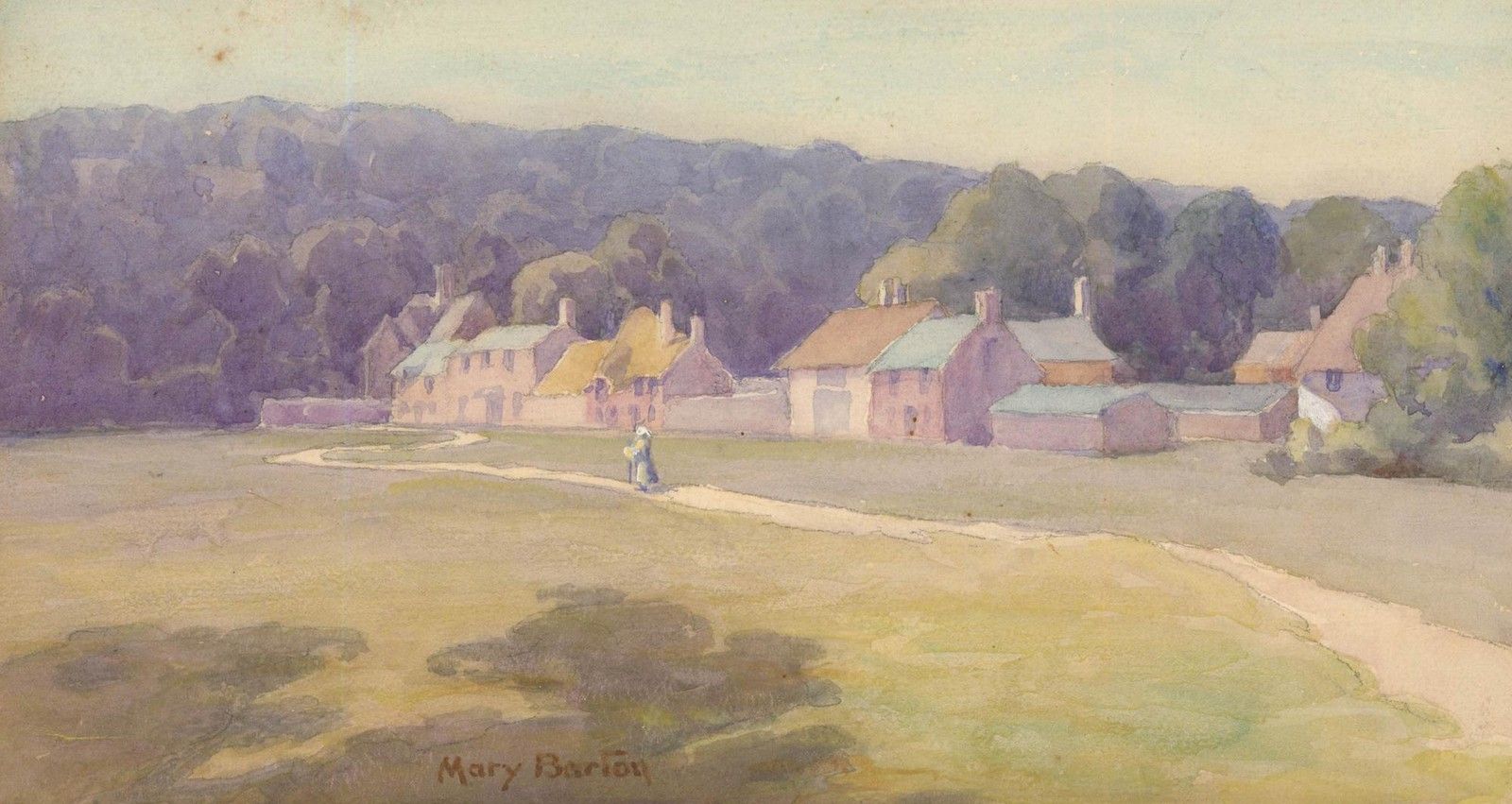 Mary Georgina Barton Swa (1861 1949) Watercolour, Country Cottages photo furniture