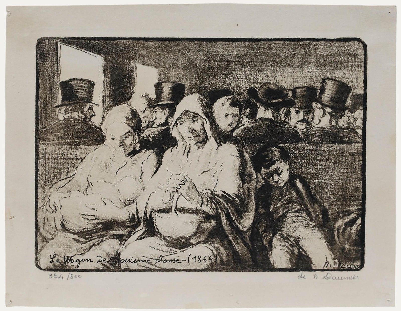 After Honoré Daumier (1808 1879) Lithograph, Le Wagon De Trosieme Classe
