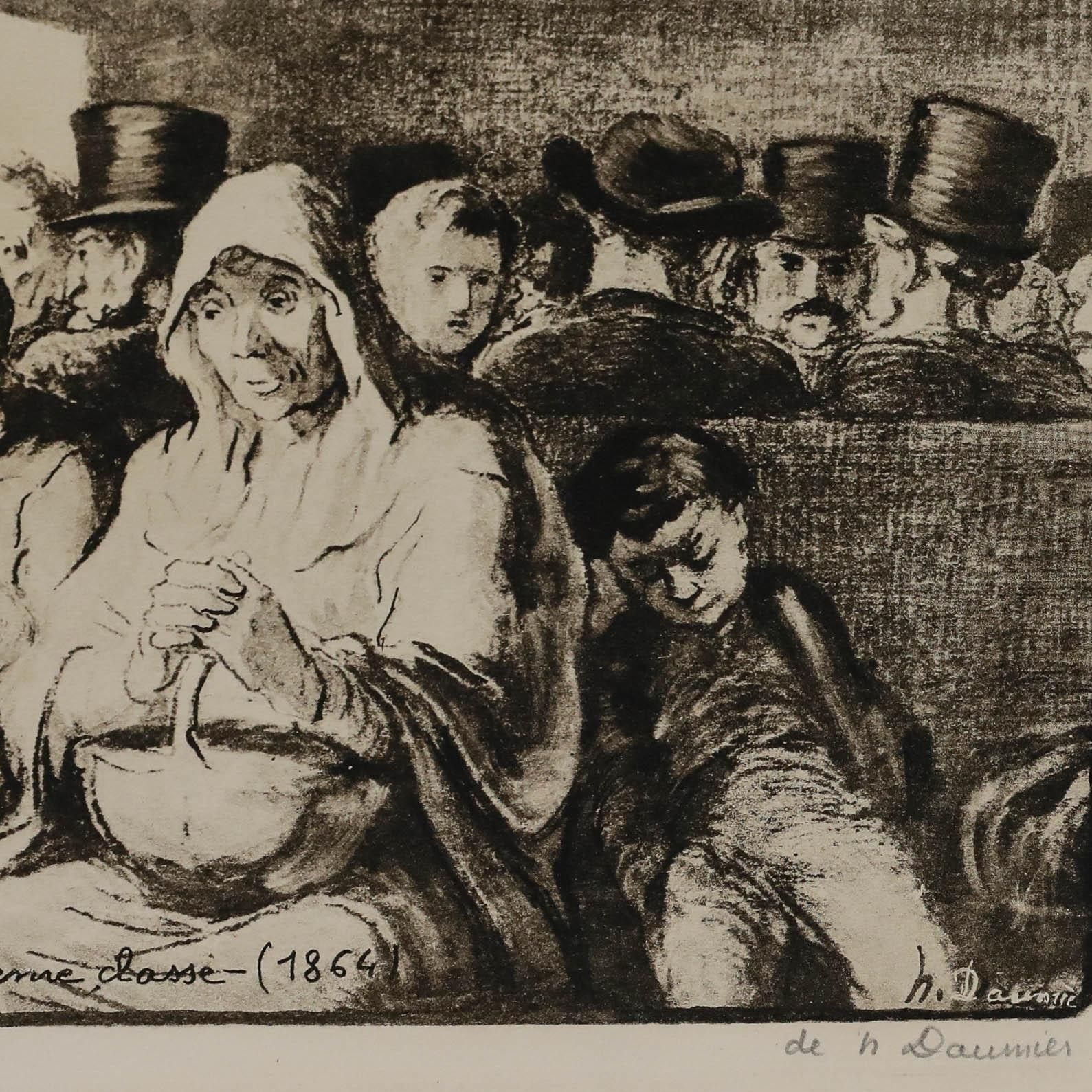 After Honoré Daumier (1808 1879) Lithograph, Le Wagon De Trosieme Classe photo for sale