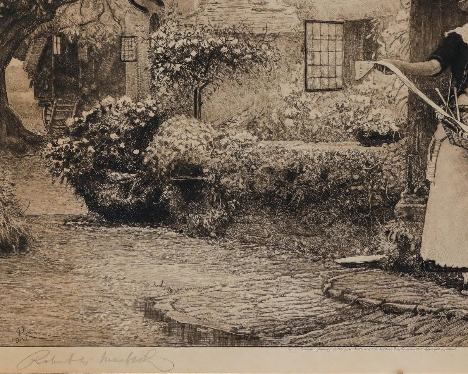 Robert Walker Macbeth Ra (1848 1910) 1901 Etching, A Woman Selling Her Wares photo 195.0