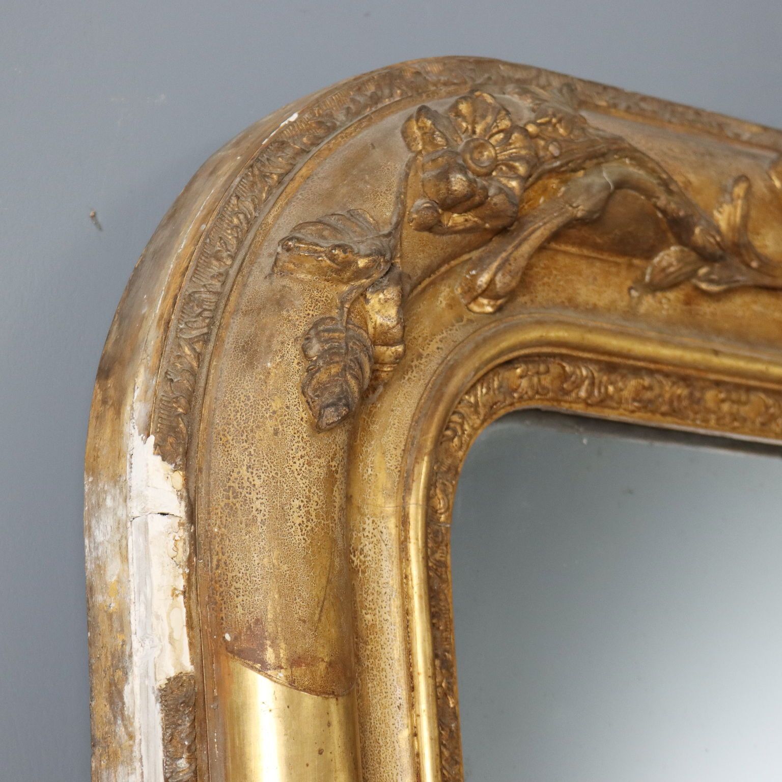 Antique Mirror Gilded Carved Wood France XIX Century photo vintage