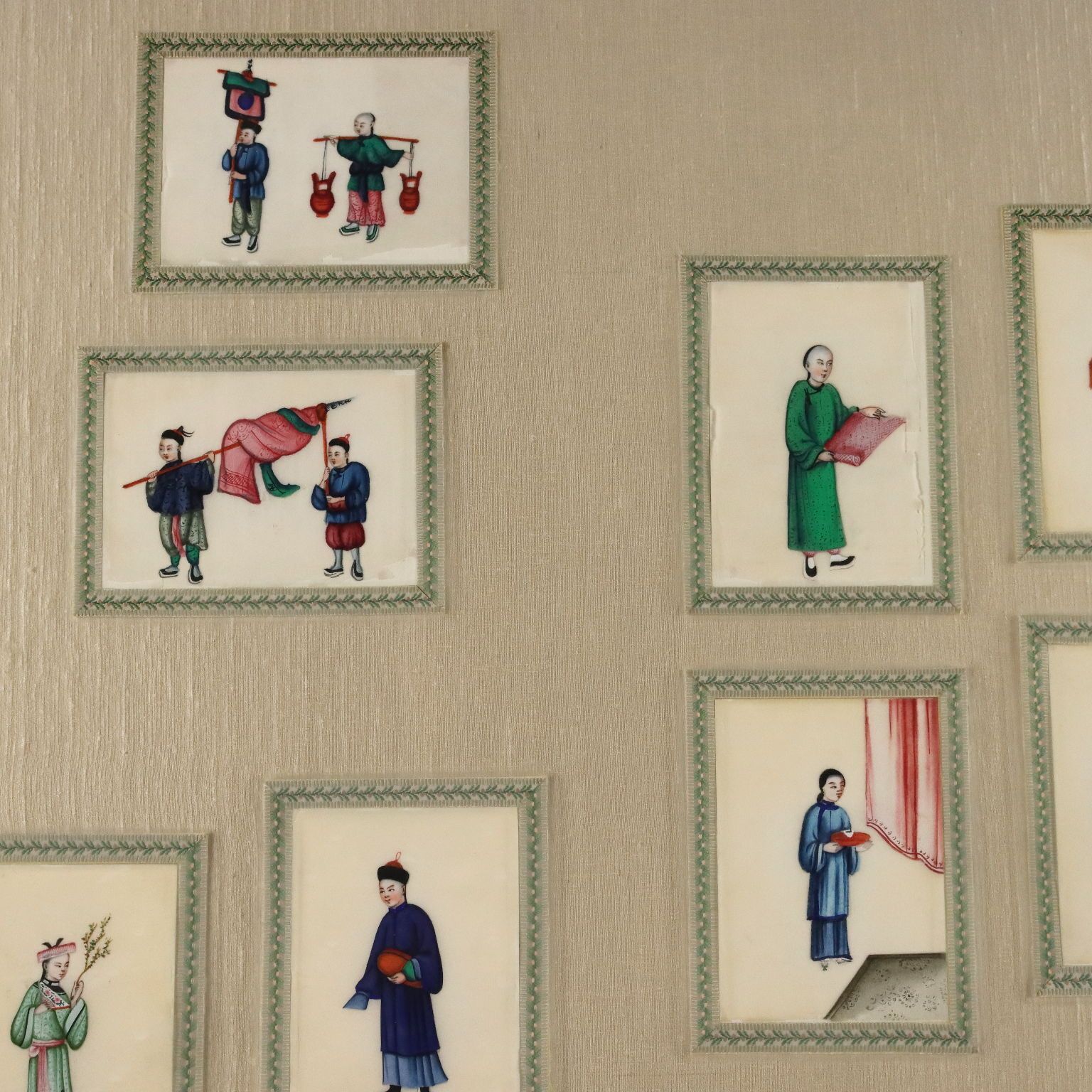 Antique Chinese Figures Tempera On Pith Paper Qing Era China photo 2250.0
