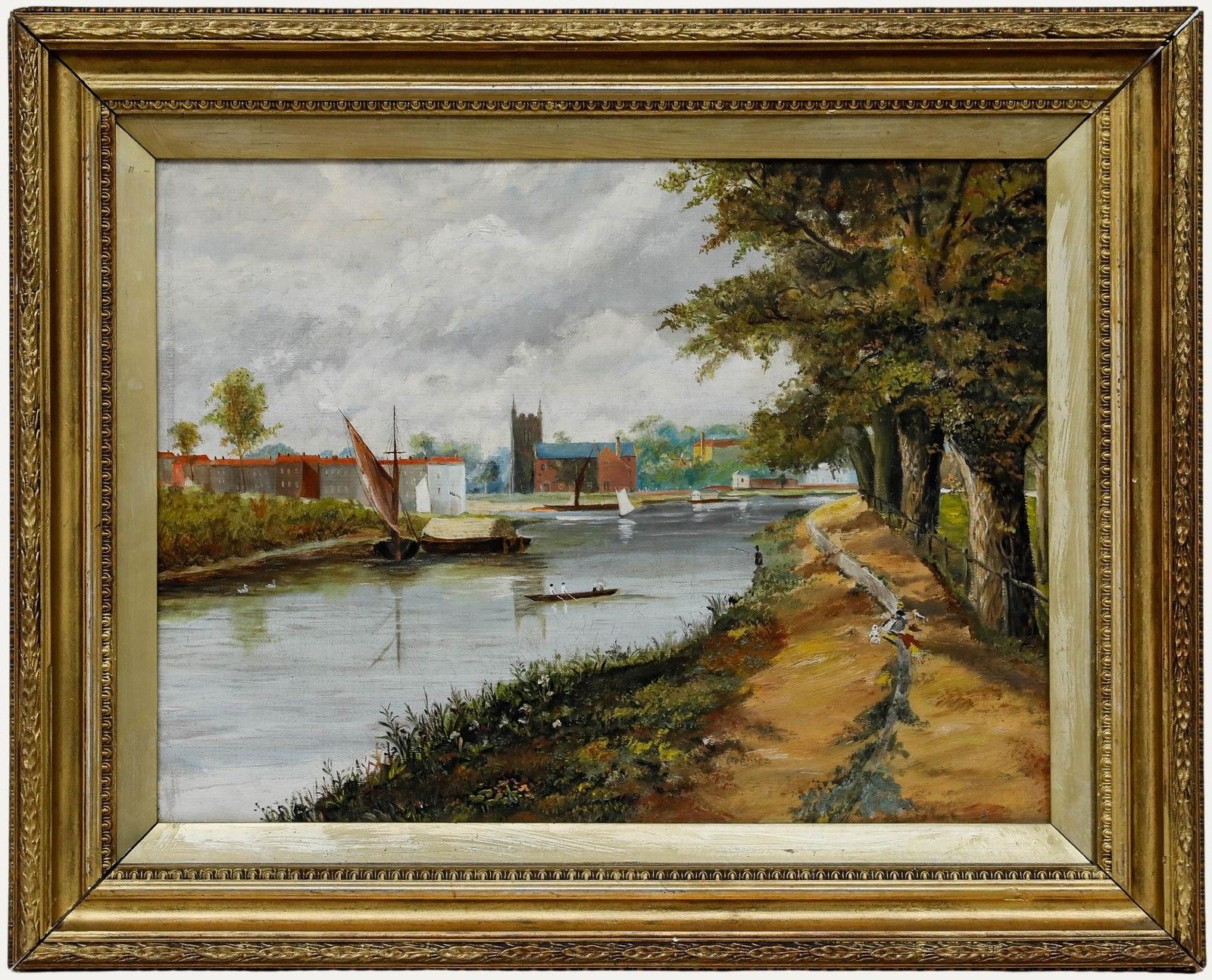 English School Early 20th Century Oil View Of The Cathedral