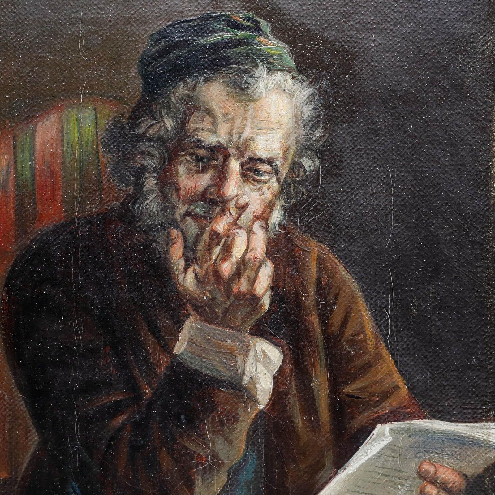 S. Muller  German School 20th Century Oil, The Pipe Smoker photo 395.0