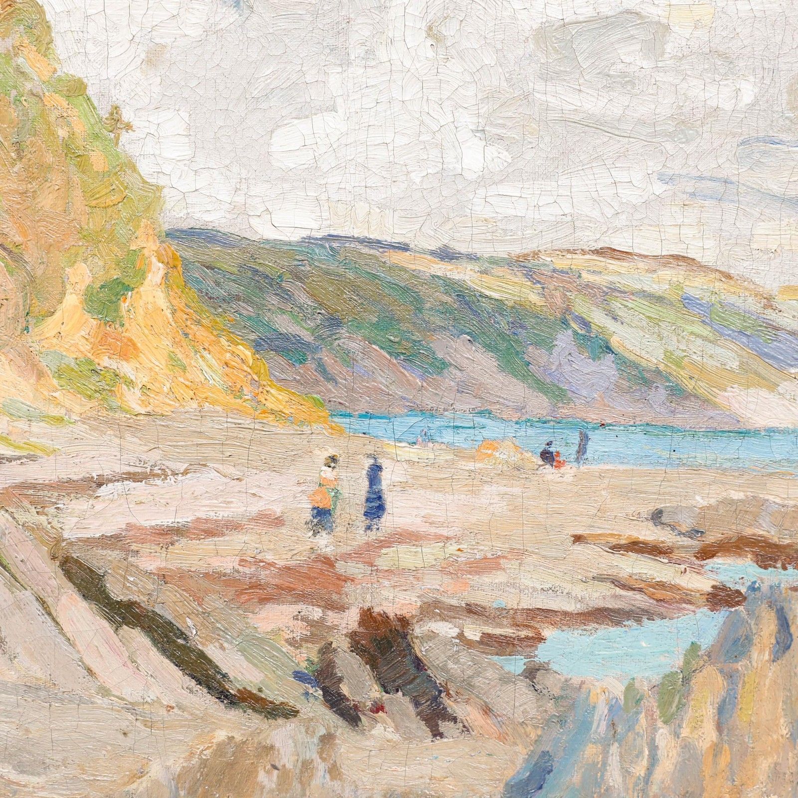 Attrib. John Anthony Park (1880 1962) Early 20th Century Oil, Looe Beach photo Art