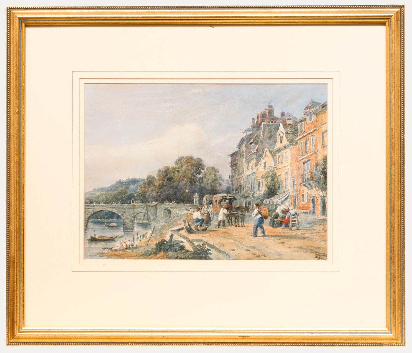 Caleb Robert Stanley (1795 1868) 1830 Watercolour, Town By The River