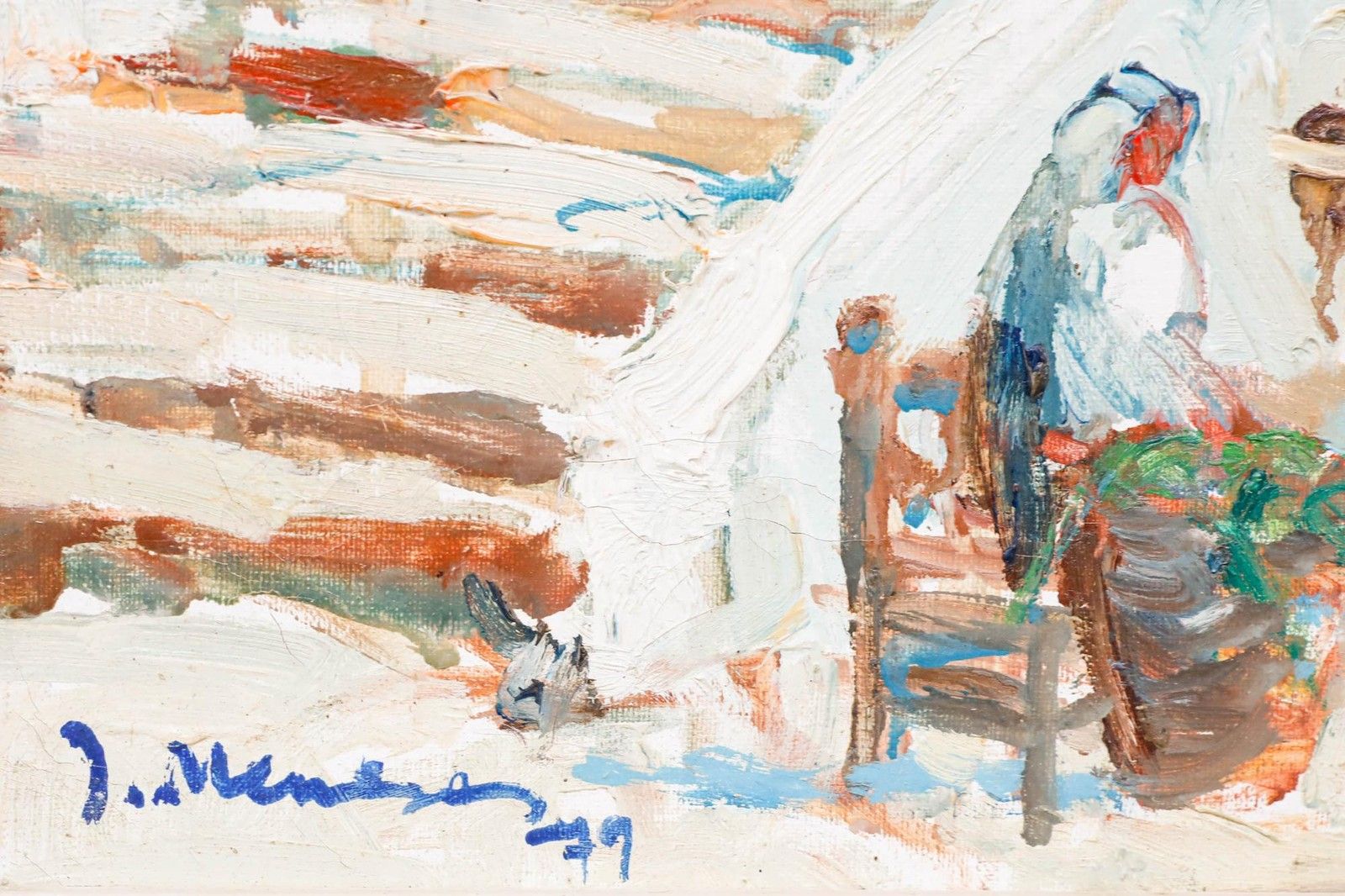 Josep Meneses (B.1930) 1979 Oil, Ibiza Market Scene photo vinterior