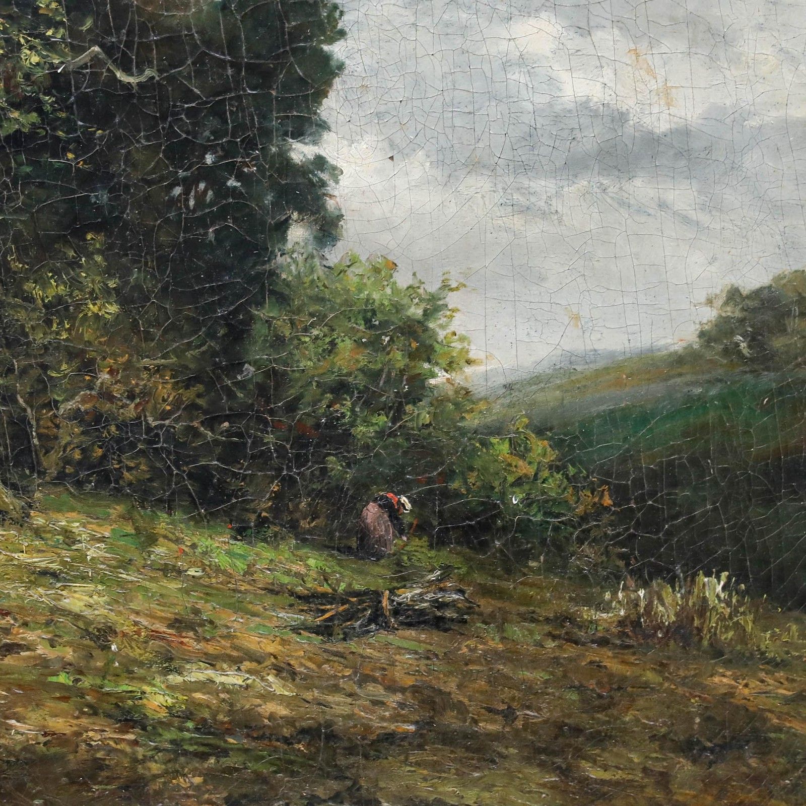Louis Remy Matifas (1847 1896) Late 19th Century Oil, Collecting Firewood photo Art