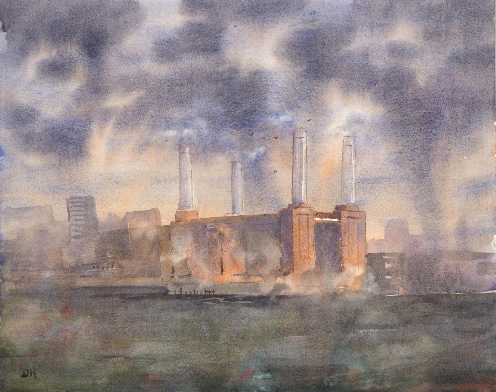 Daniel Nichols Contemporary Watercolour, Battersea Power Station photo furniture
