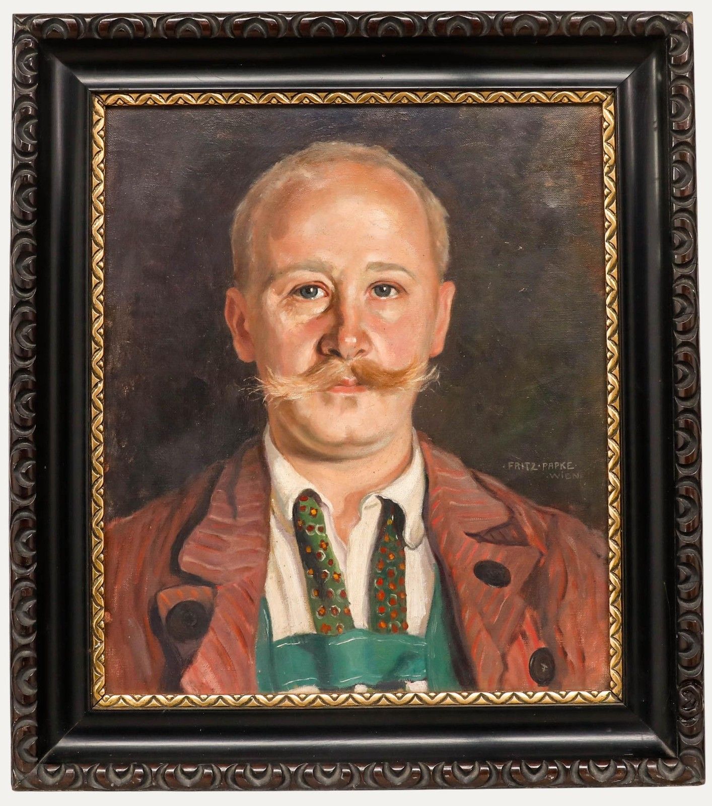 Fritze Papke  Early 20th Century Oil, Man In Lederhosen