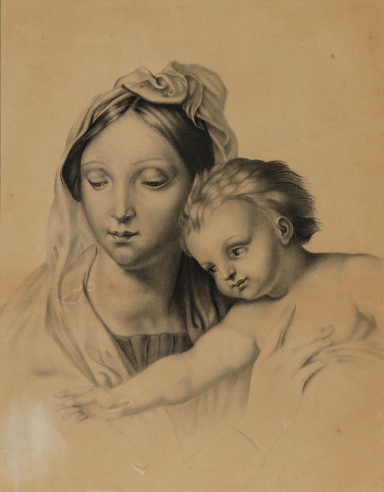 After Raphael (1483 1520) 19th Century Graphite Drawing, Madonna Of The Fish photo furniture