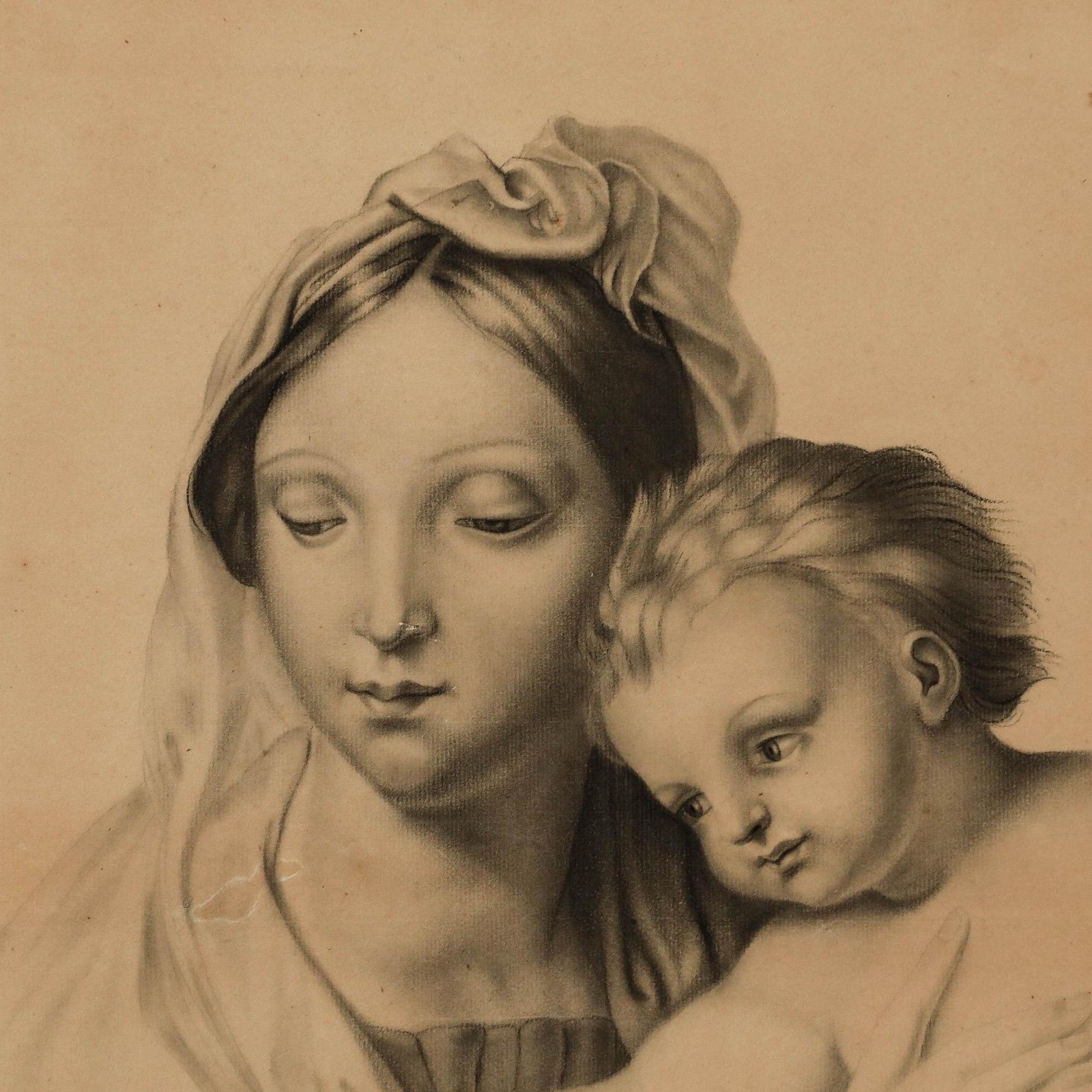 After Raphael (1483 1520) 19th Century Graphite Drawing, Madonna Of The Fish photo for sale