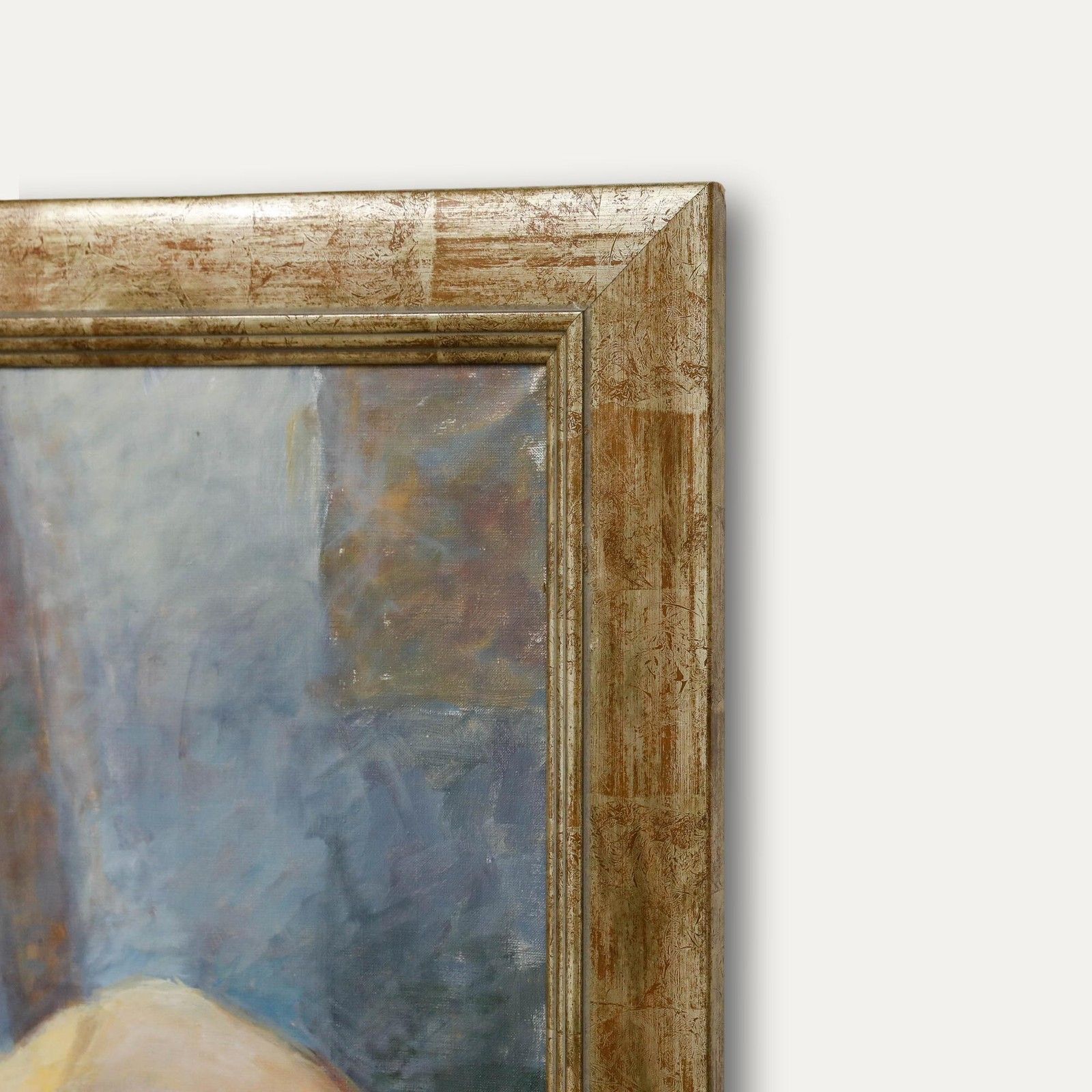 Pauline Plummer (B.1933) Framed Contemporary Oil, Lady On The Yellow Throw photo vinterior