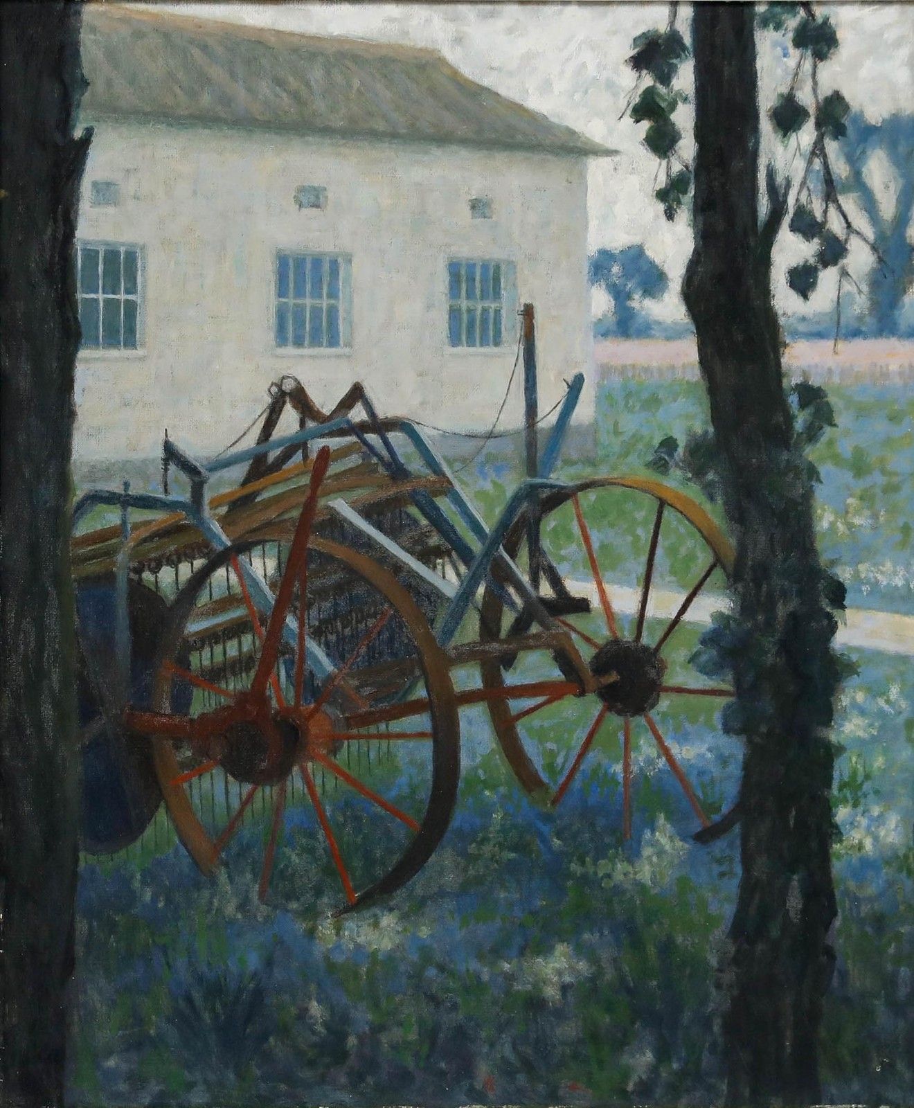 Pauline Plummer (B.1933) 20th Century Oil, Hay Rake In The Bluebells photo furniture