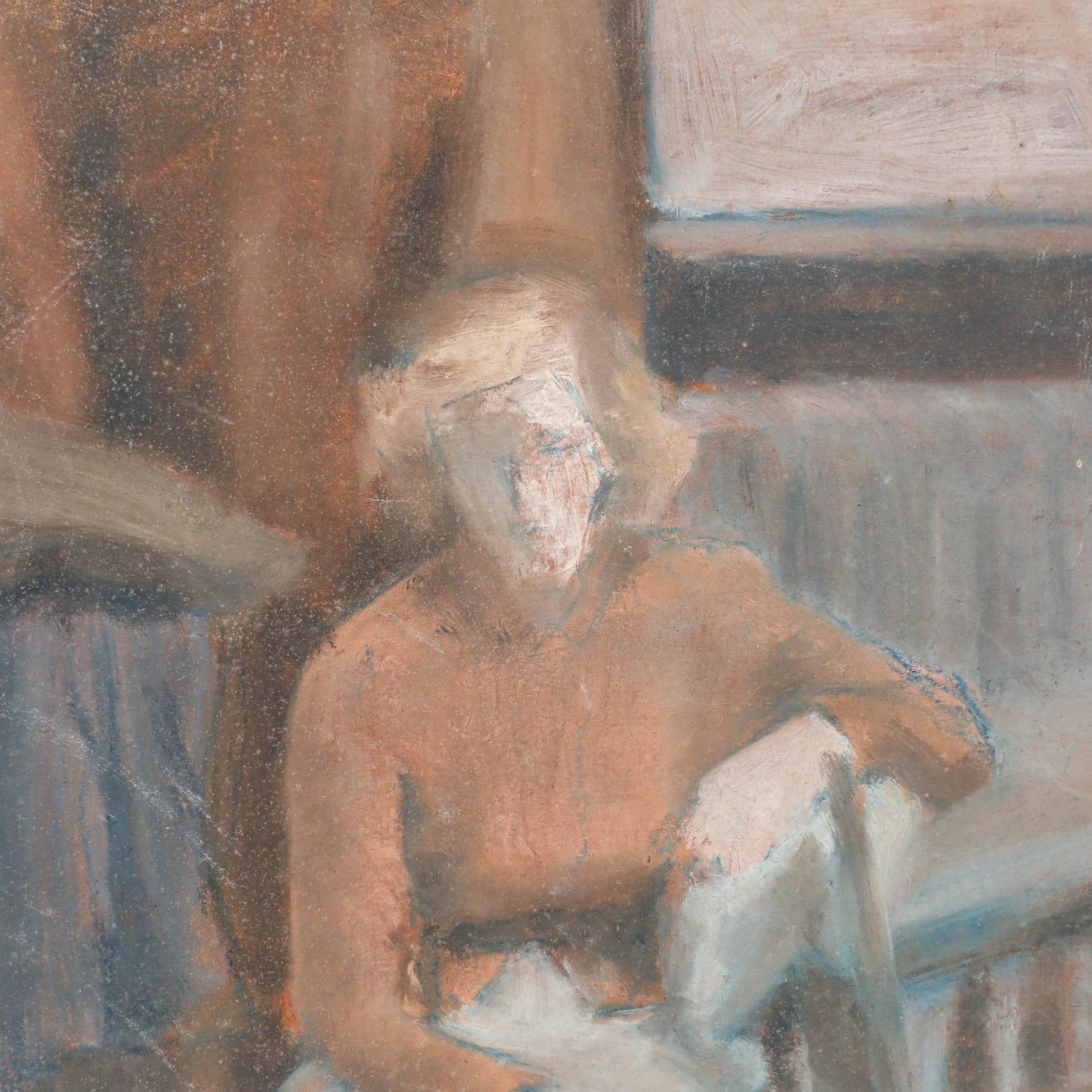 Pauline Plummer (B.1933) Double Sided 20th Century Oil, Seated Lady photo Art