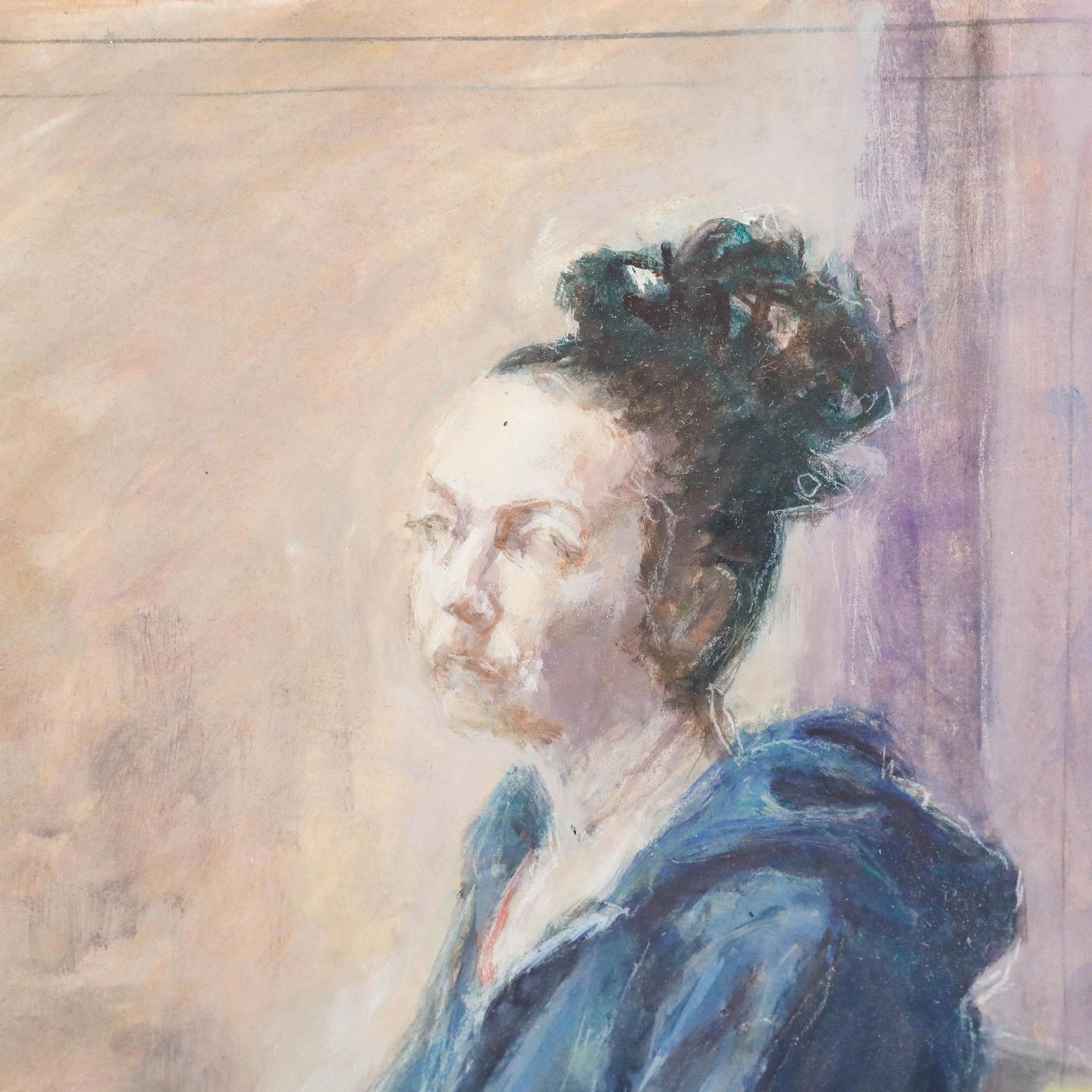 Pauline Plummer (B.1933) 20th Century Oil, Waiting photo Art
