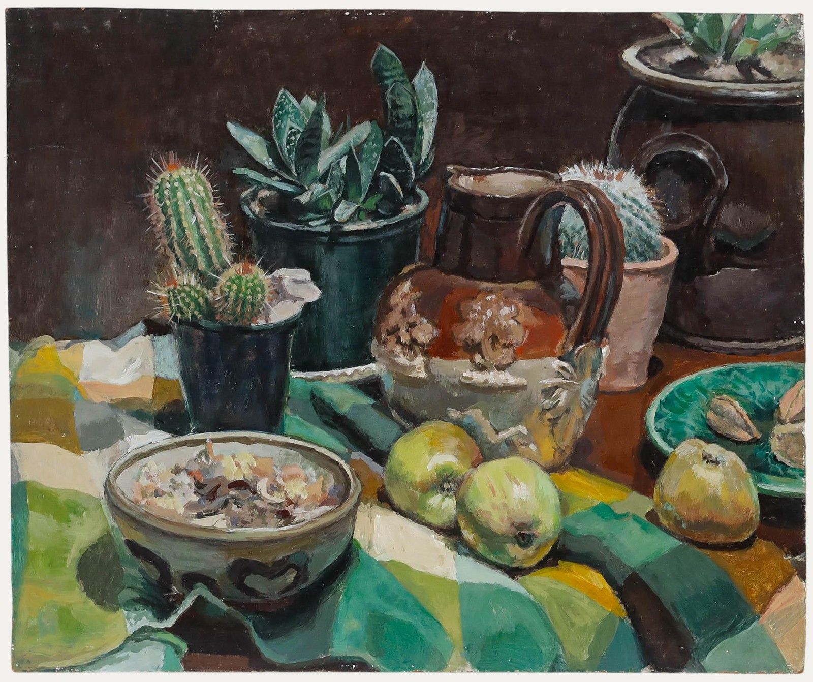 Pauline Plummer (B.1933) 20th Century Oil, Still Life With Cacti