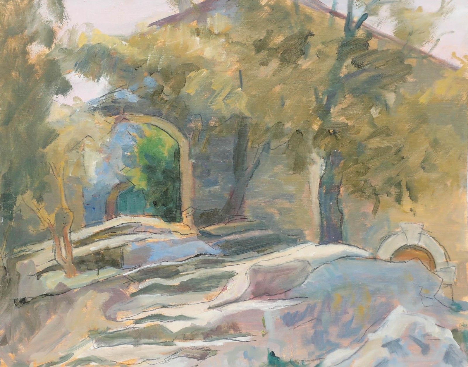 Pauline Plummer (B.1933) 20th Century Oil, Autumn Gardens photo furniture