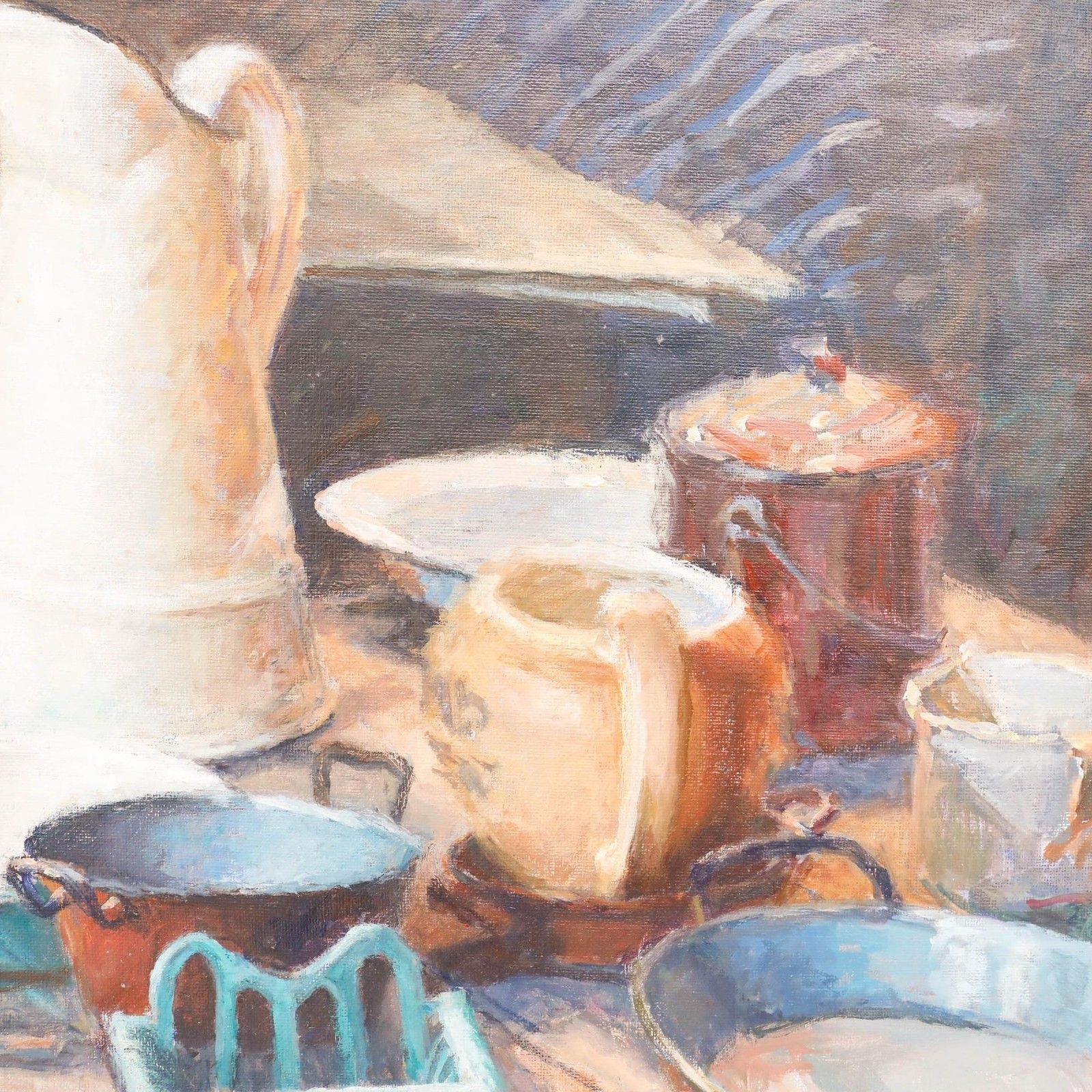 Pauline Plummer (B.1933) 1996 Oil, Kitchen Ceramics photo Art