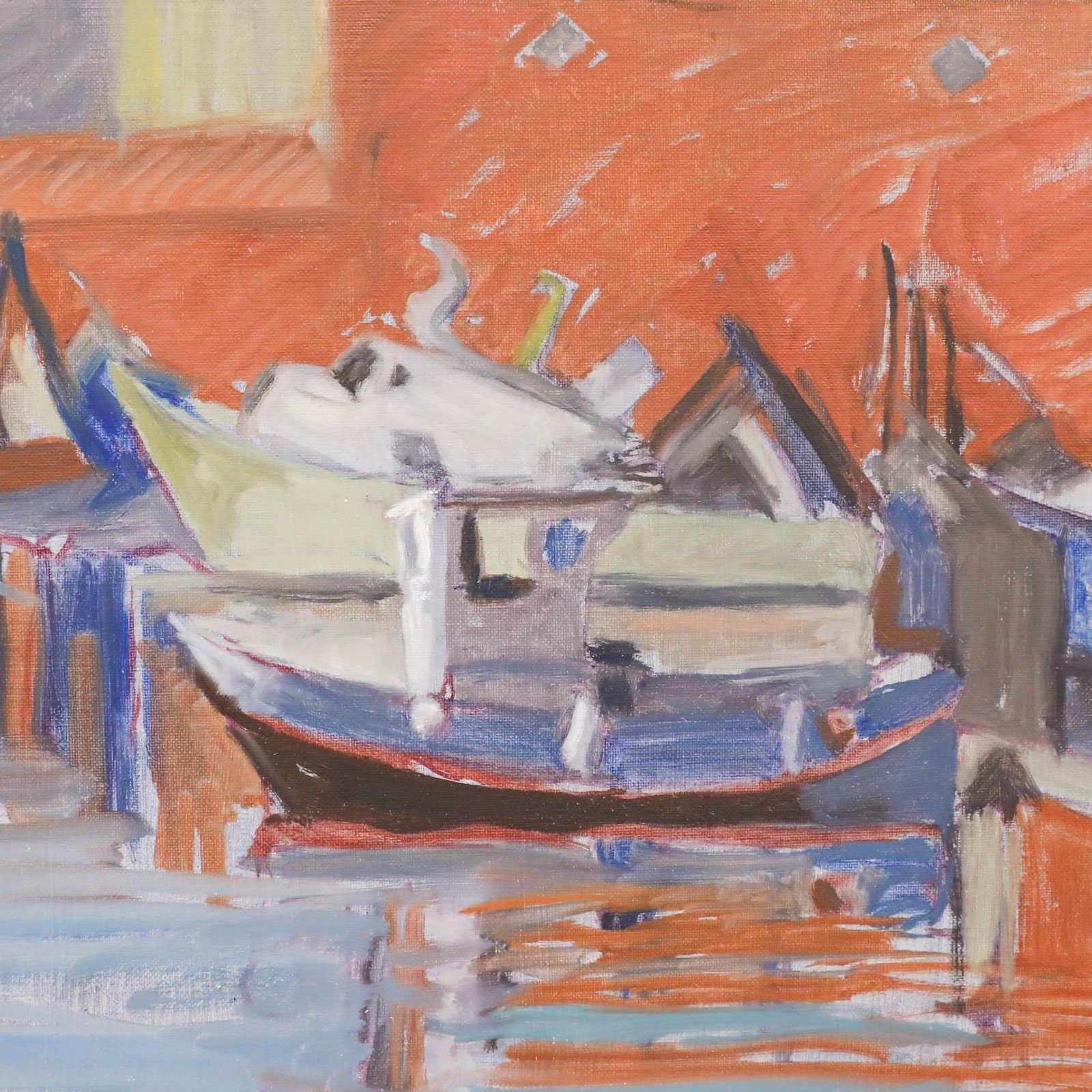 Pauline Plummer (B.1933) 20th Century Oil, Commercial Harbour photo Art