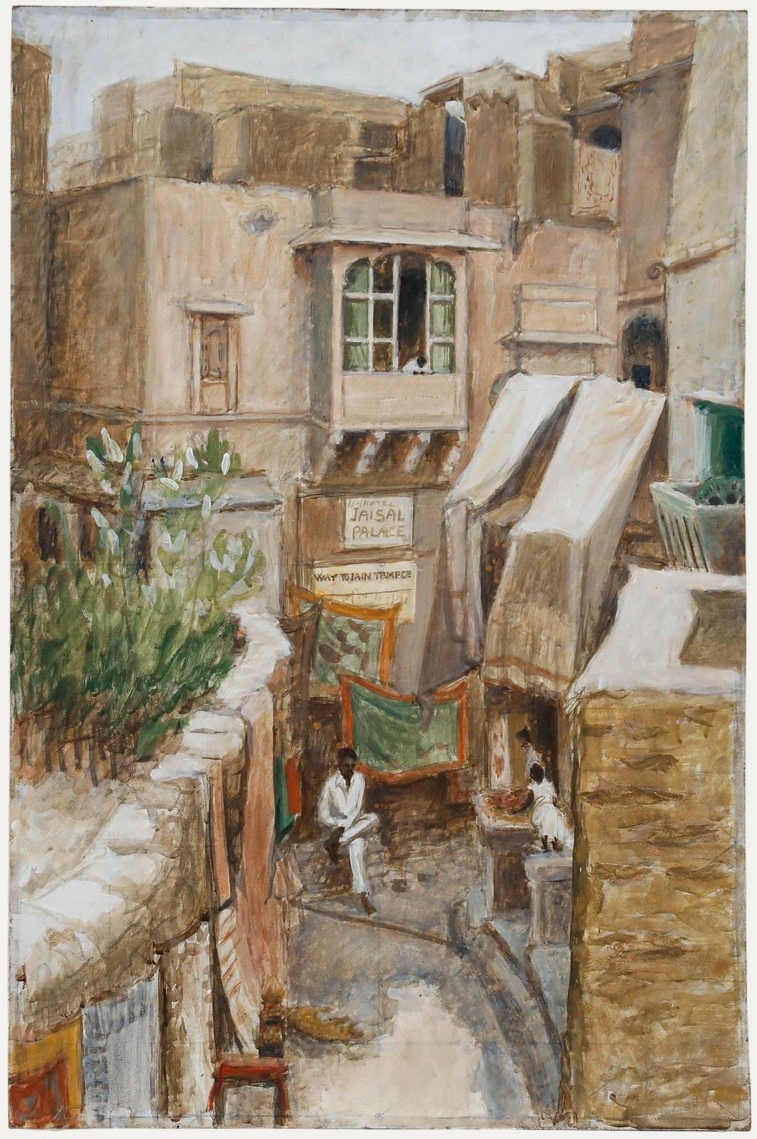 Pauline Plummer (B.1933) 20th Century Oil, A Street In Rajasthan