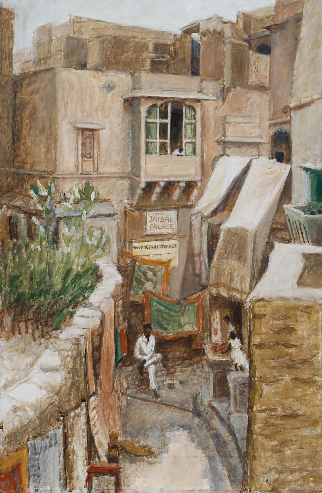 Pauline Plummer (B.1933) 20th Century Oil, A Street In Rajasthan photo furniture