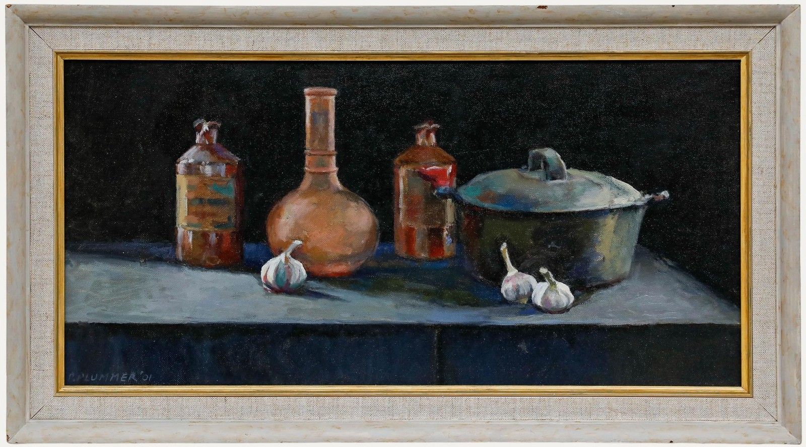 Pauline Plummer (B.1933) Framed Contemporary Oil, Crocks With Garlic