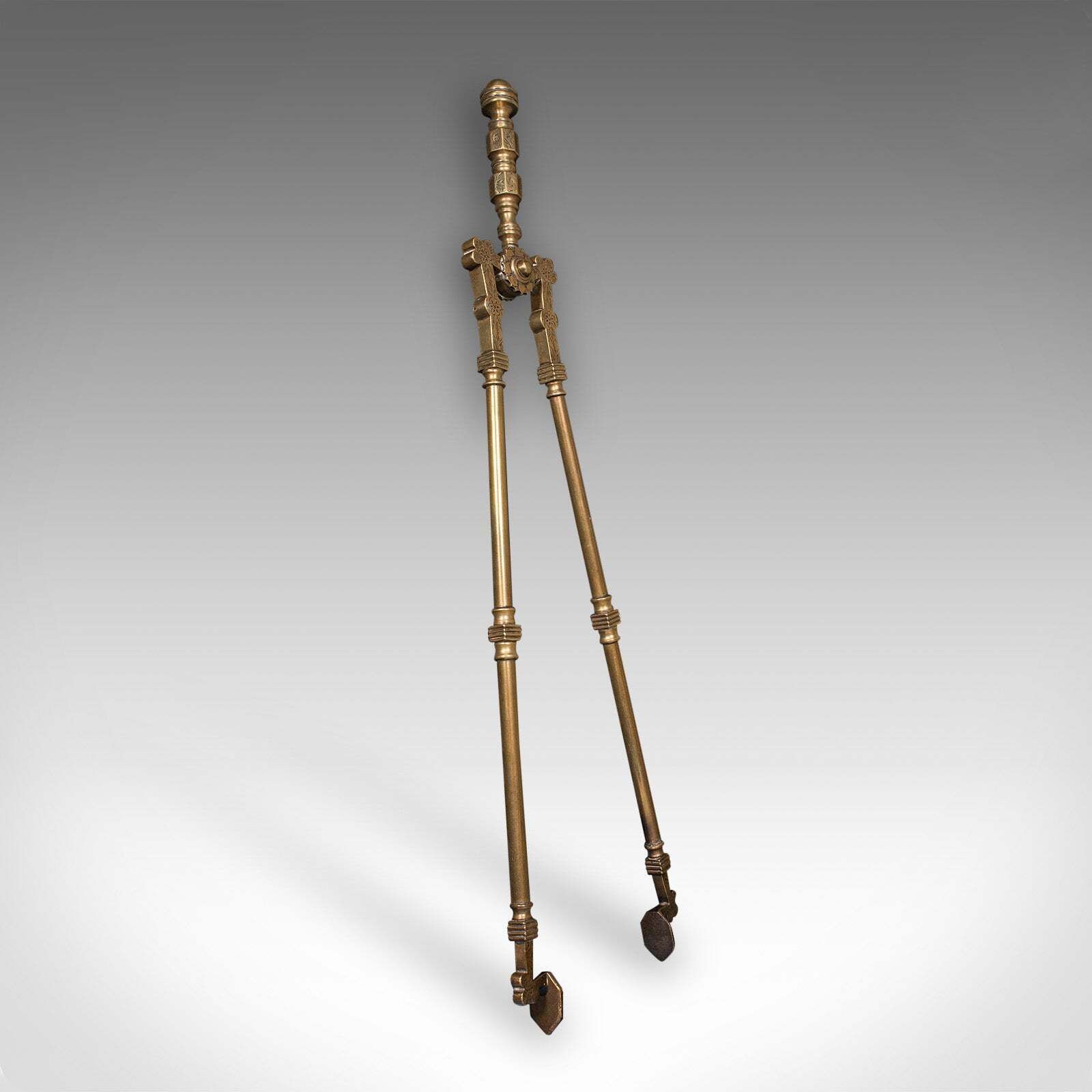 Antique Fire Tool Set, English, Brass, Shovel, Tongs, Poker, Victorian, C.1870 photo for sale