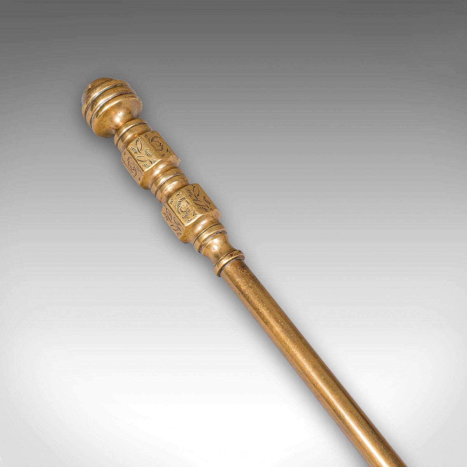 Home Fixtures Antique Fire Tool Set, English, Brass, Shovel, Tongs, Poker, Victorian, C.1870 photo