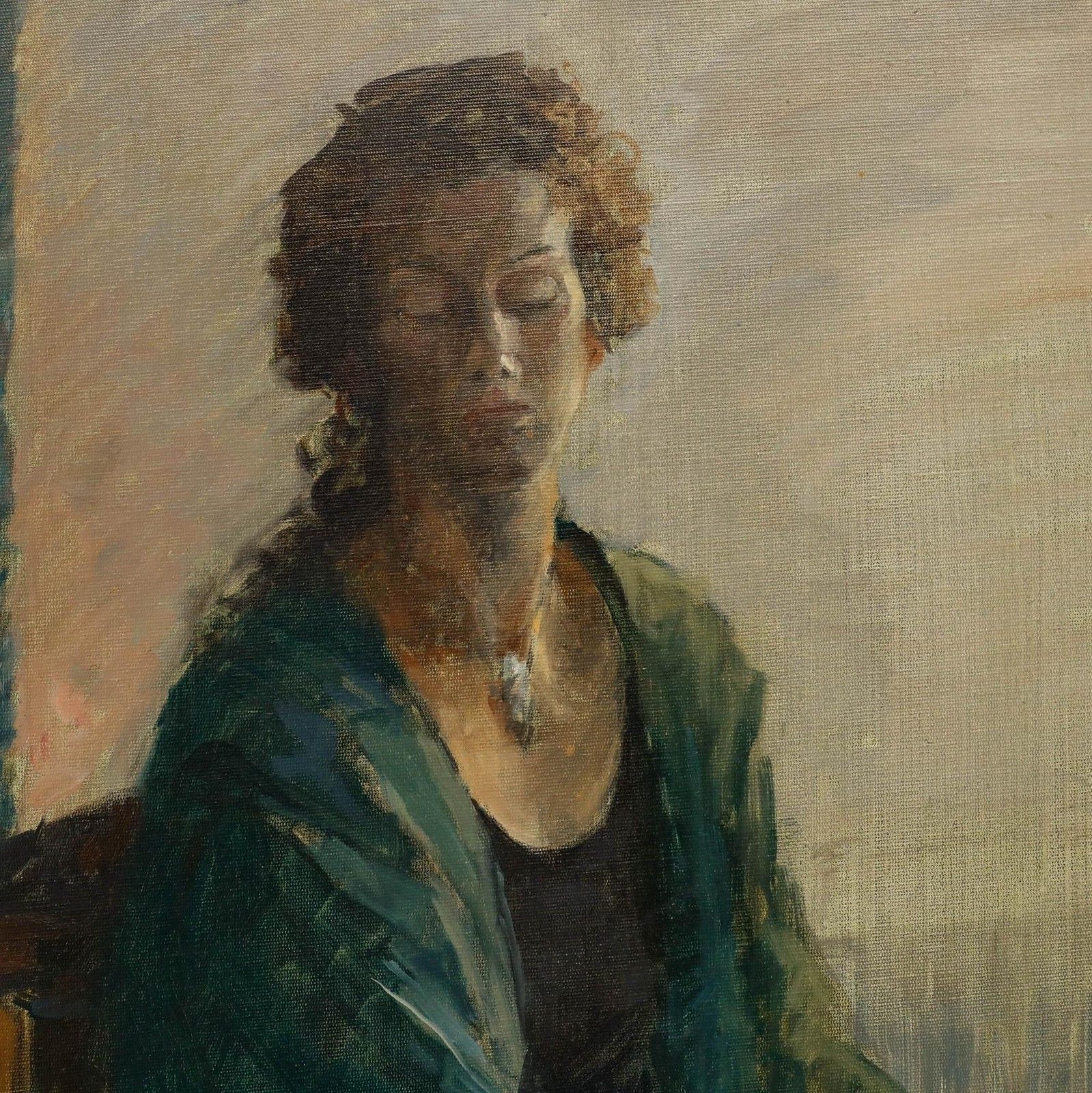 Pauline Plummer (B.1933) 1994 Oil, Zoe In Green photo for sale